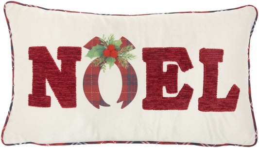 12" X 22" Red Zippered Handmade Polyester Christmas Throw Pillow