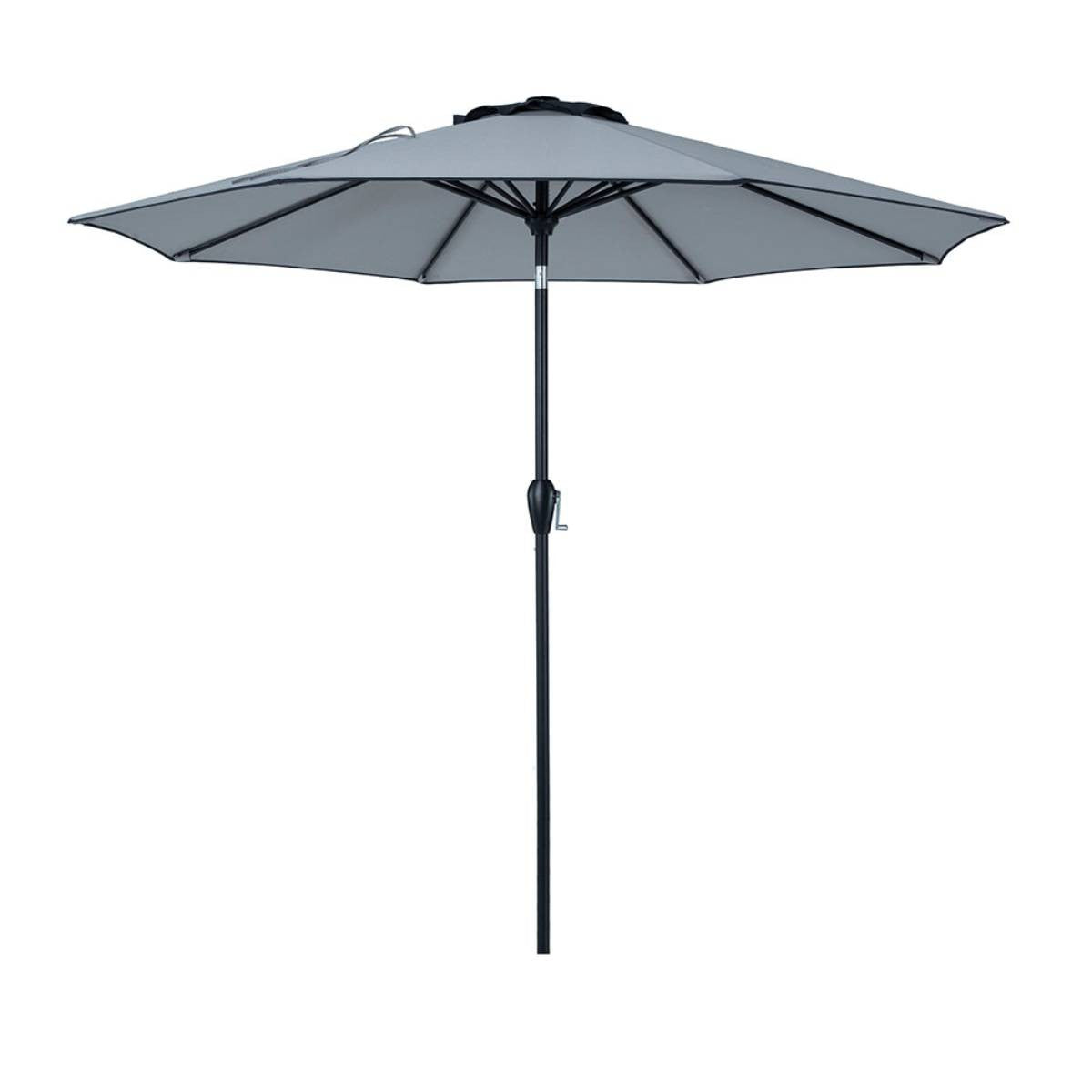 9' Light Grey And Charcoal Polyester Octagonal Tilt Market Patio Umbrella
