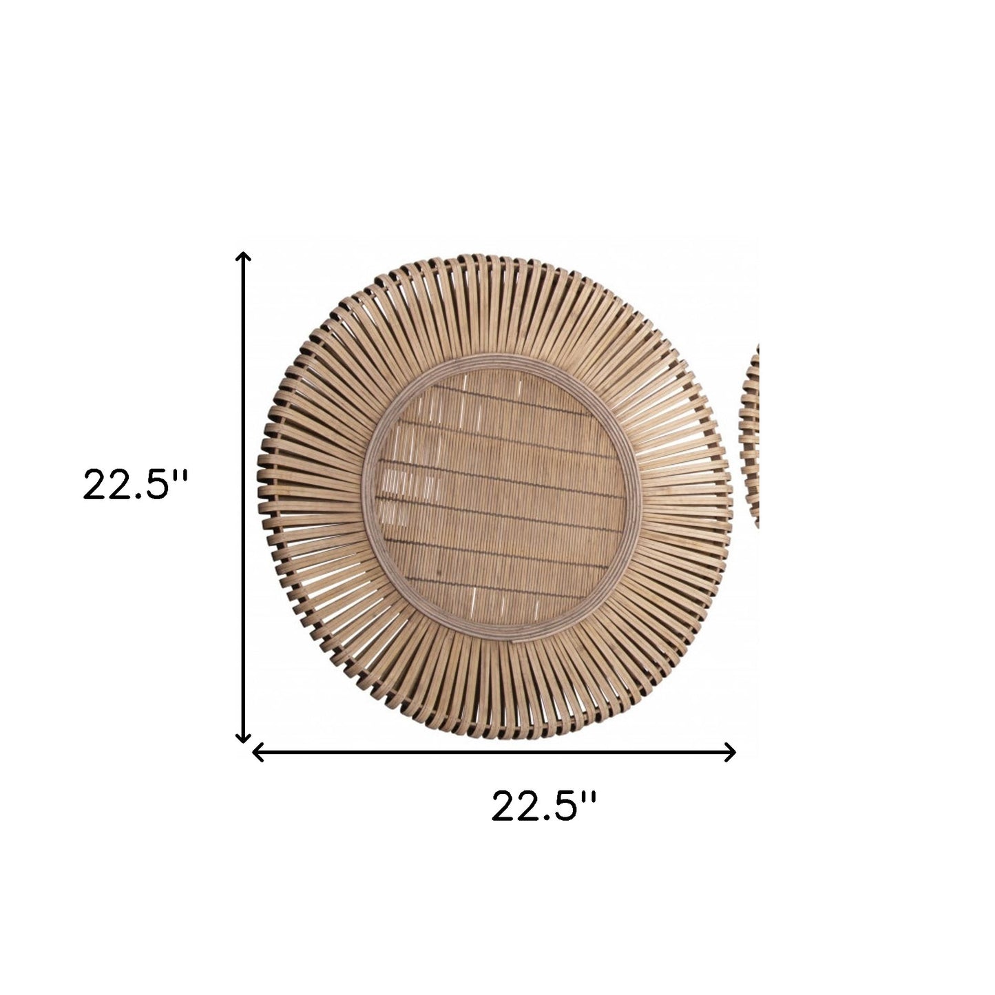 Set Of Three Natural Round Bamboo Serving Trays