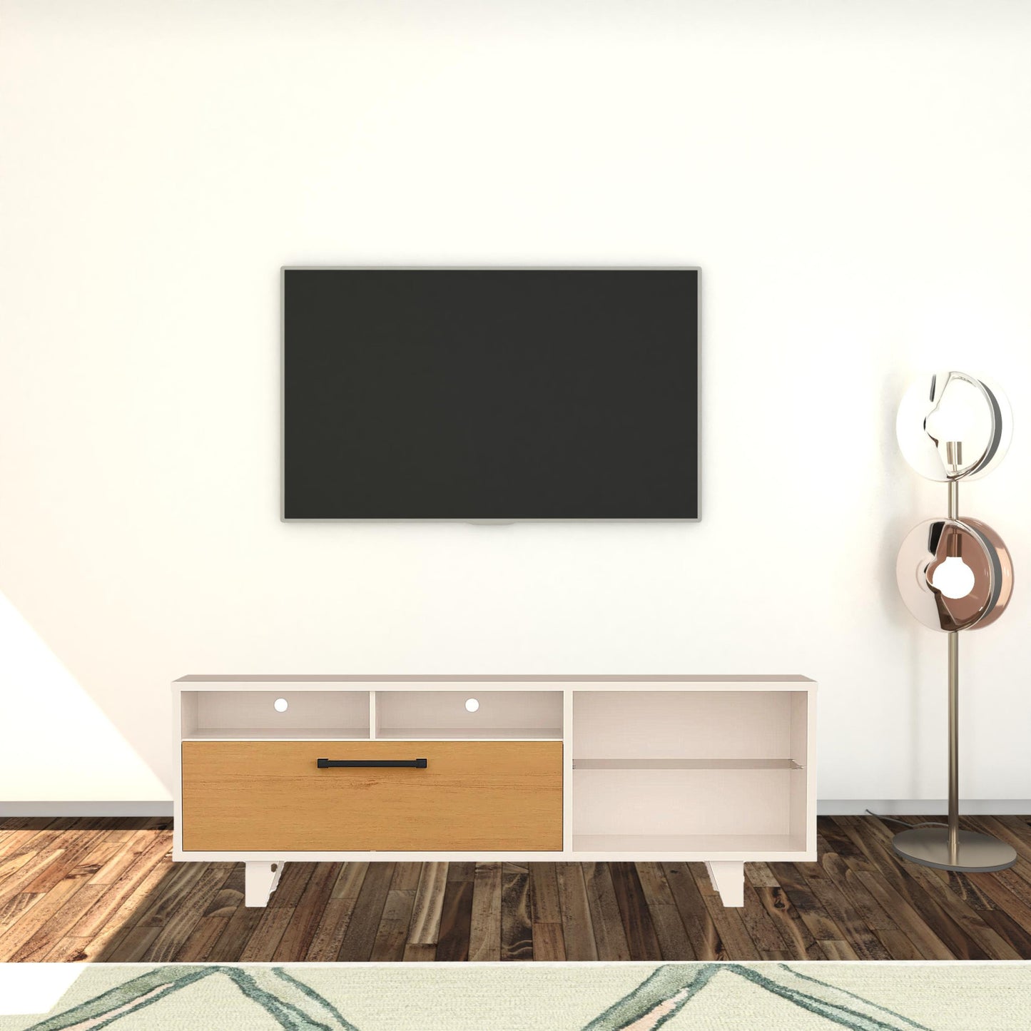 71" Off White Open shelving TV Stand