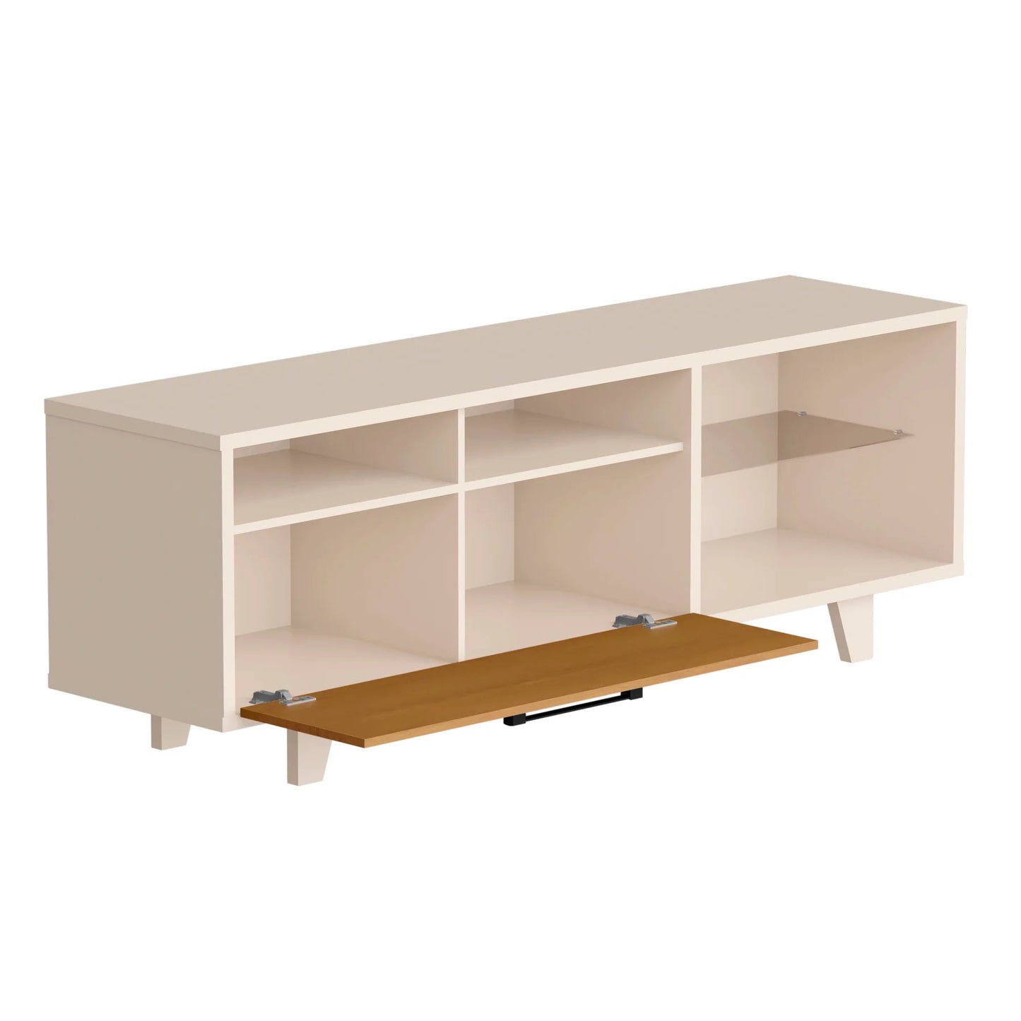 71" Off White Open shelving TV Stand