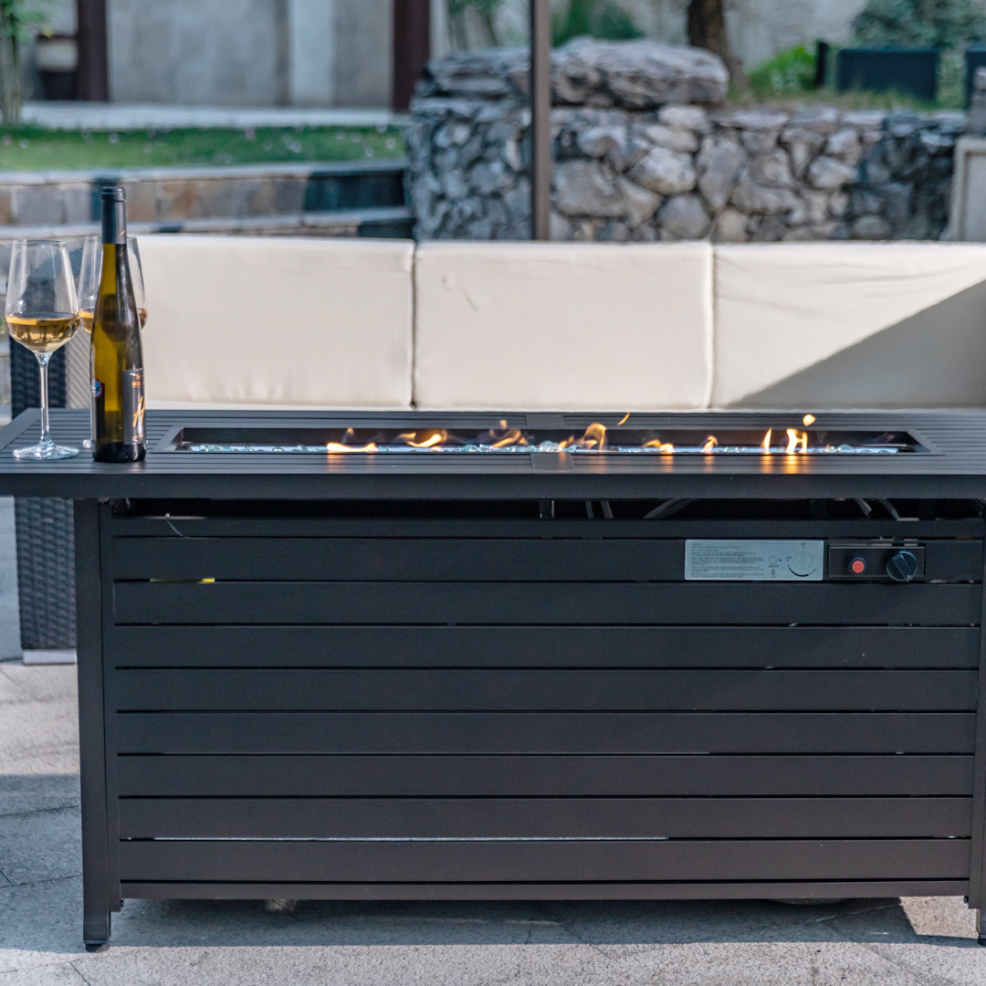 57" Bronze Steel Propane Rectangular Fire Pit Table