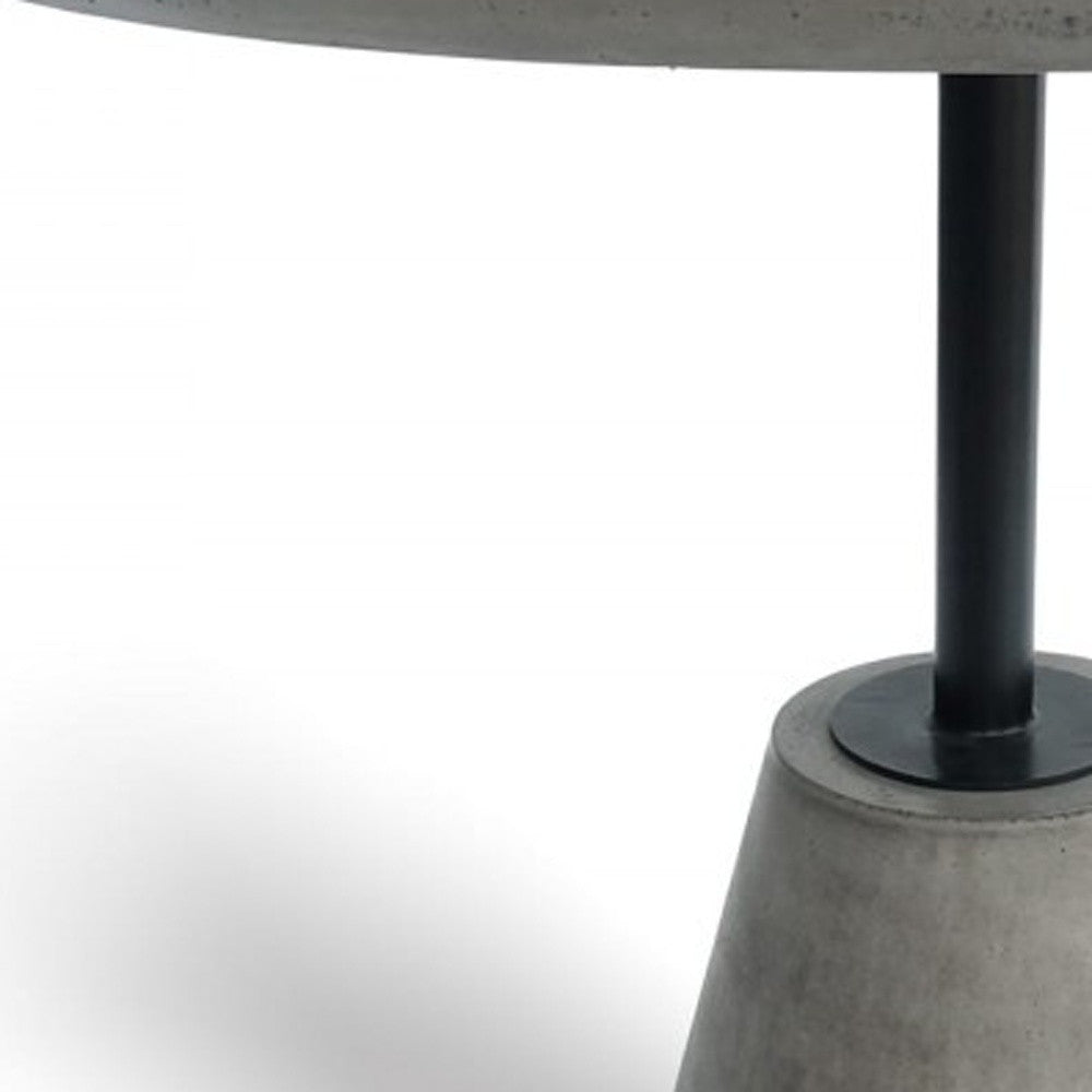 35" Grey Rounded Concrete And Iron Dining Table