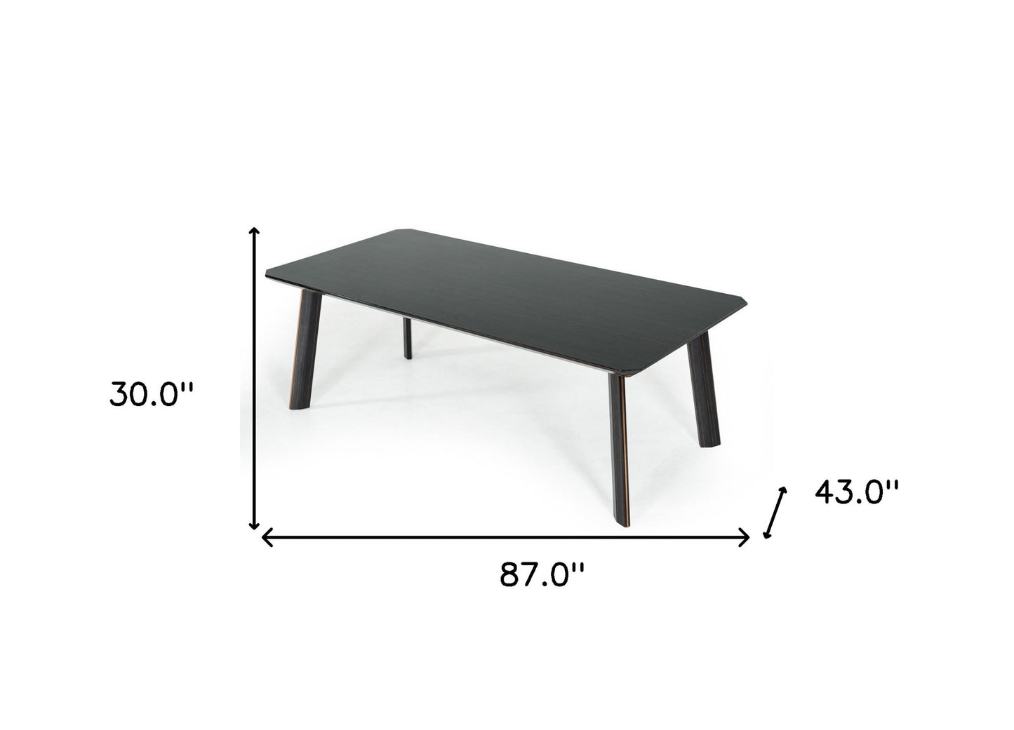 87" Black And Rose Gold Rectangular Dining Table