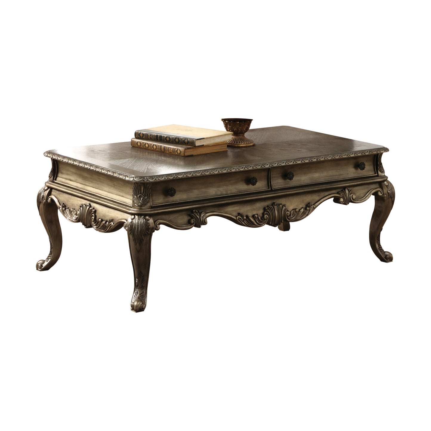 52" Oak Solid And Manufactured Wood Coffee Table With Two Drawers