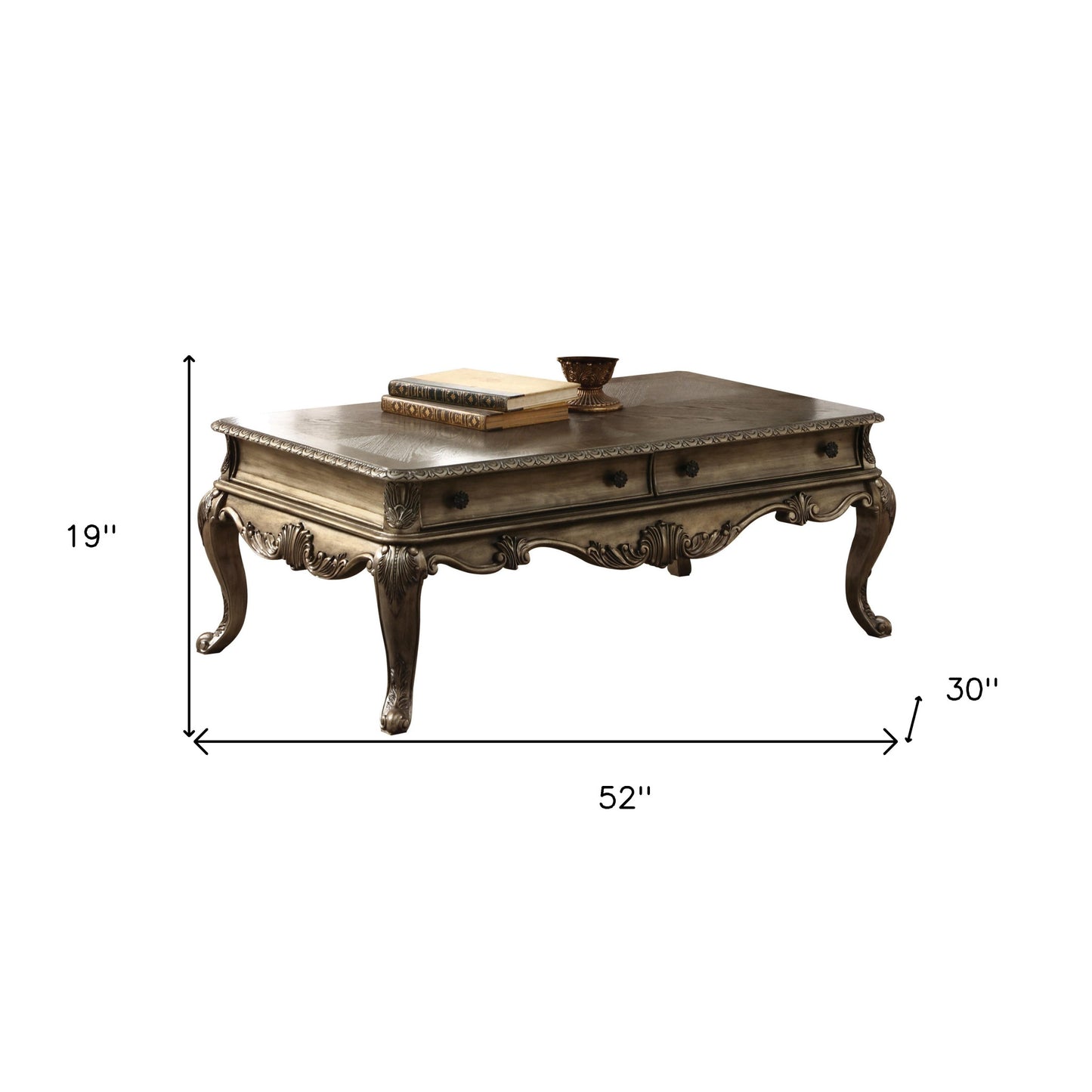 52" Oak Solid And Manufactured Wood Coffee Table With Two Drawers