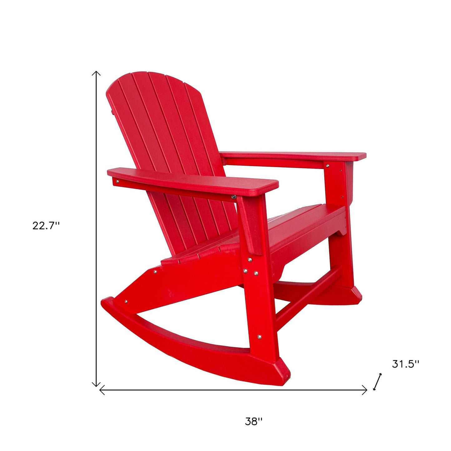 38" Red Heavy Duty Plastic Rocking Chair