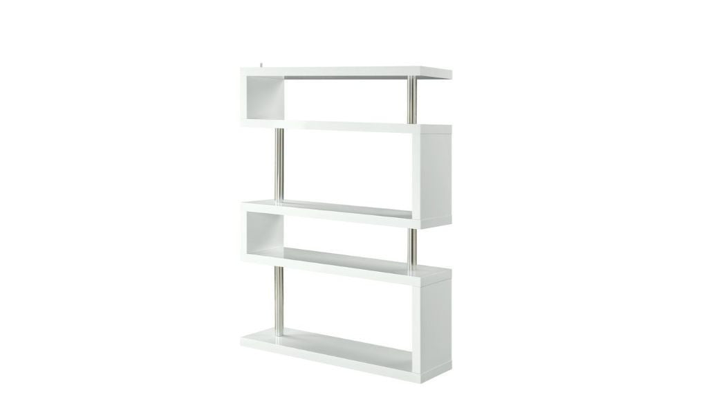 65" White Metal Five Tier Geometric Bookcase