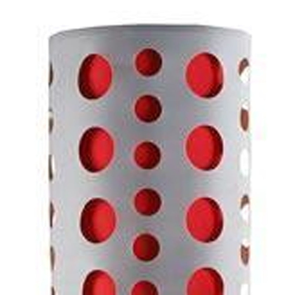 62" Satin Nickel and Red Chrome Modern Floor Lamp