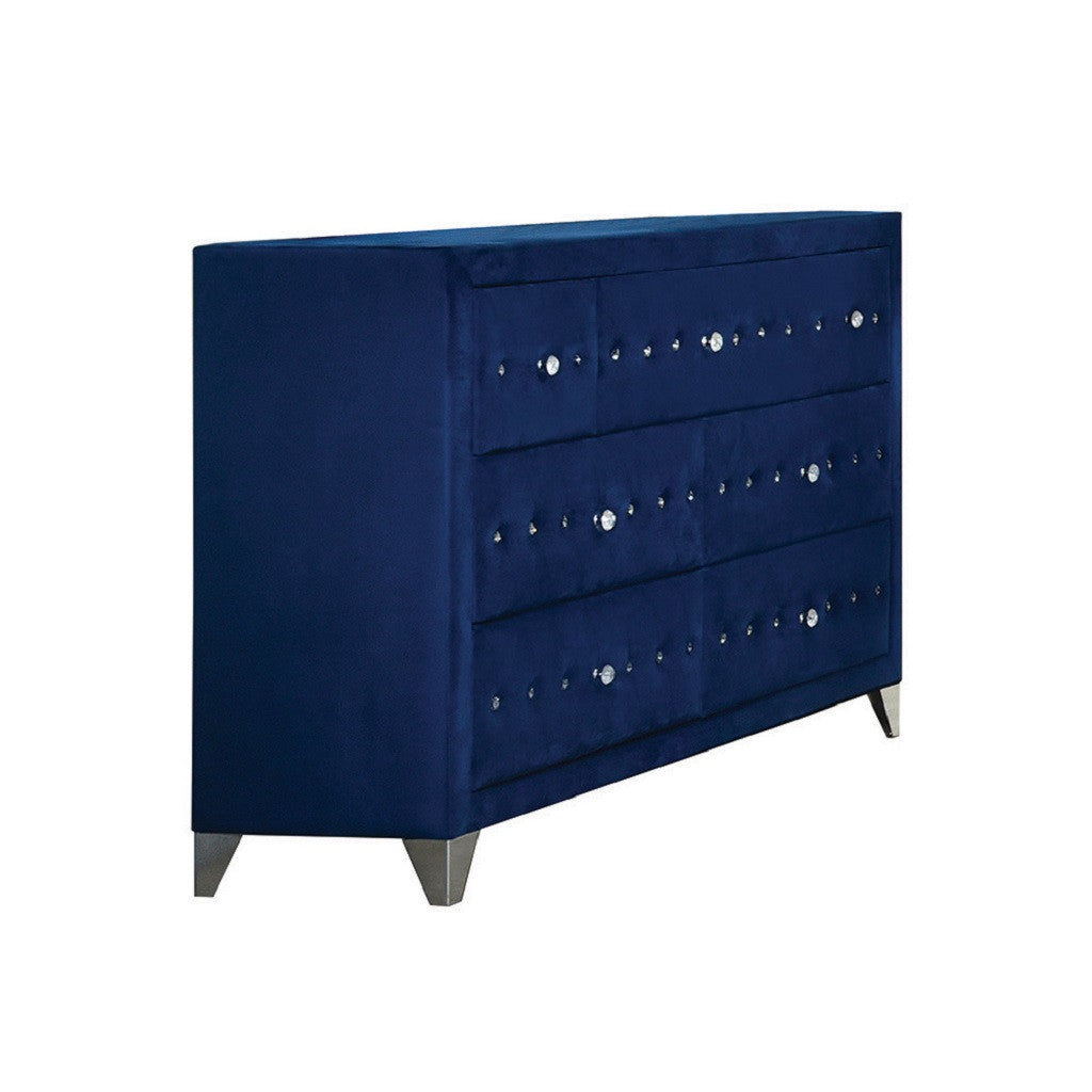 60" Blue Seven Drawer Triple Dresser