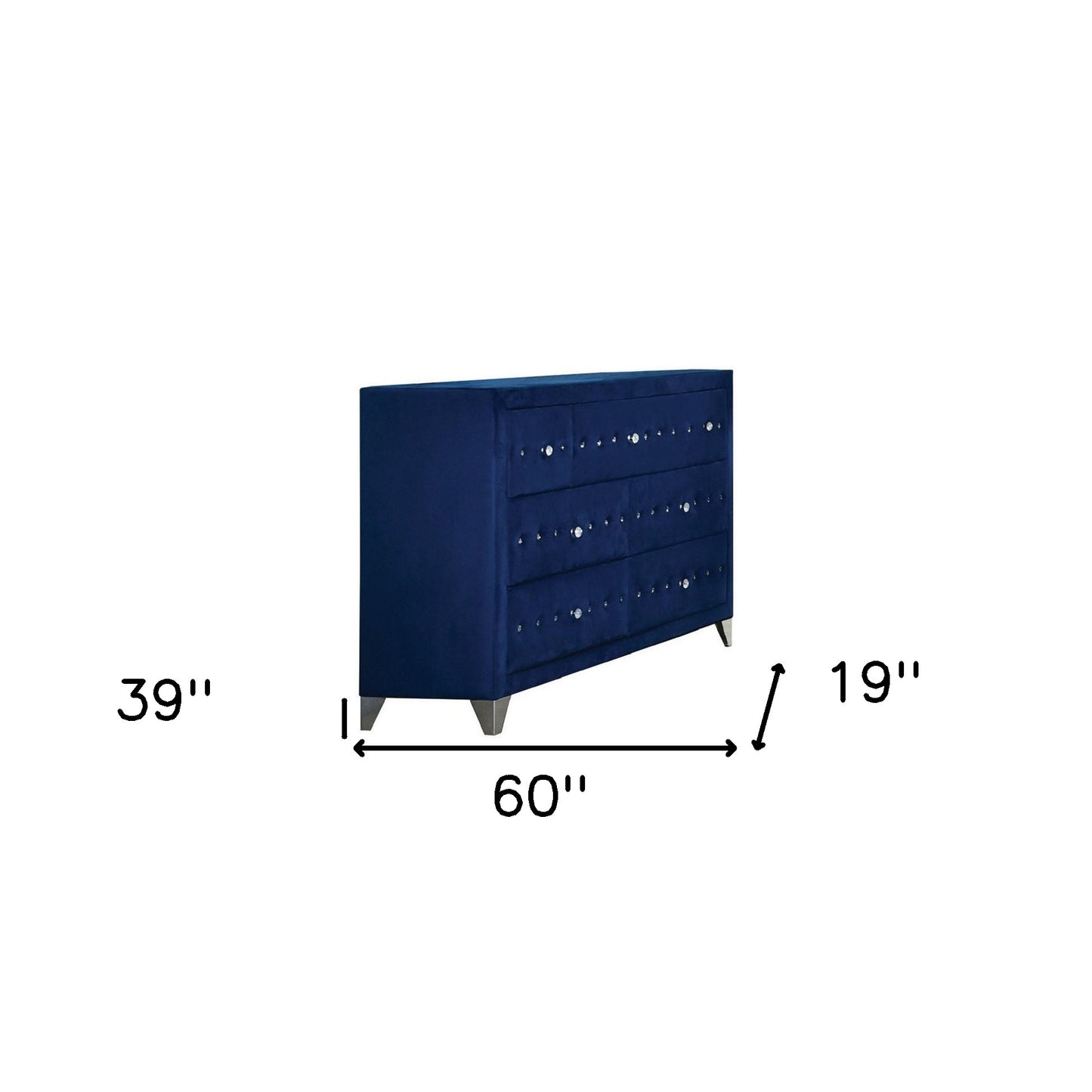 60" Blue Seven Drawer Triple Dresser