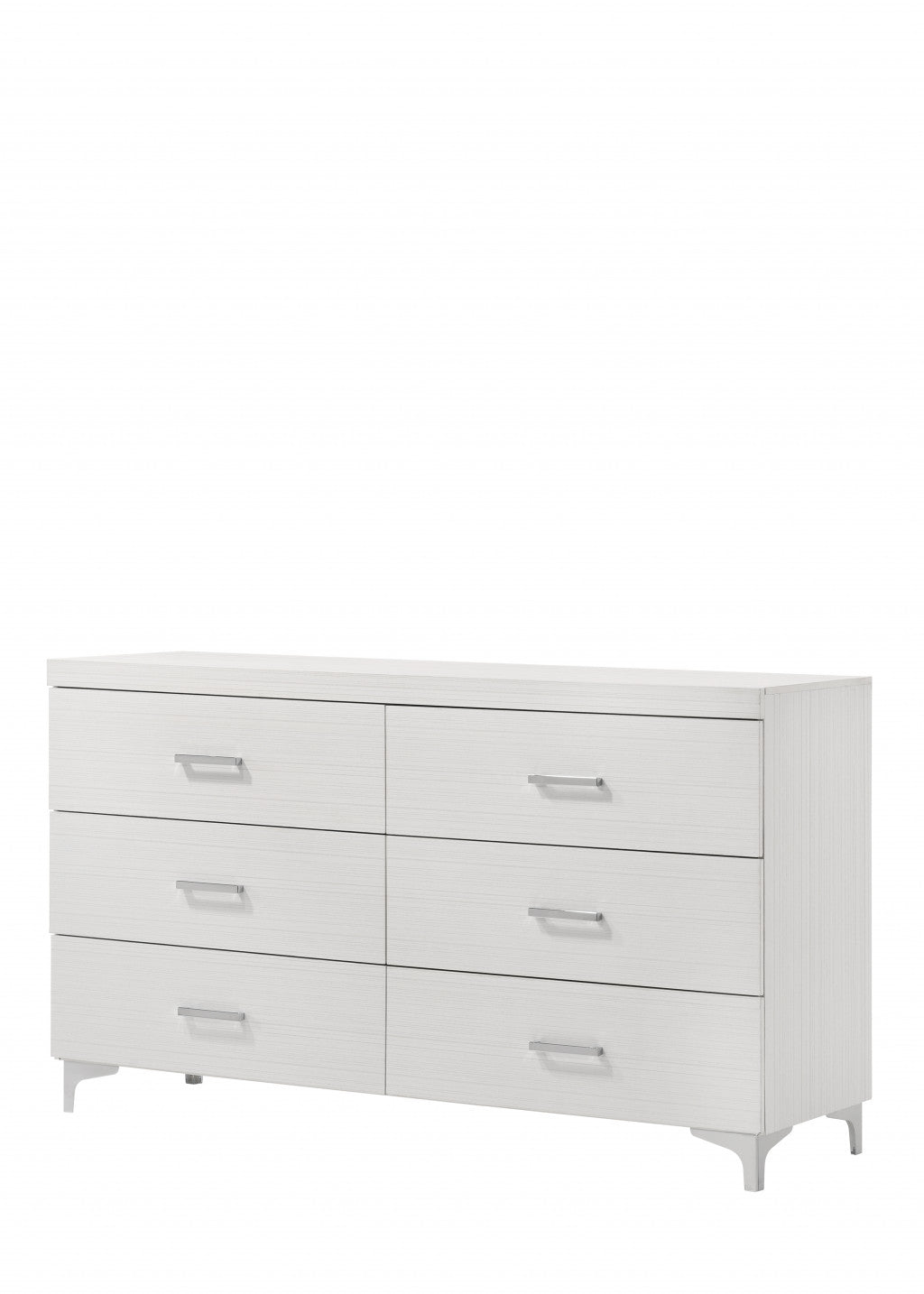 58" White Solid and Manufactured Wood Six Drawer Double Dresser