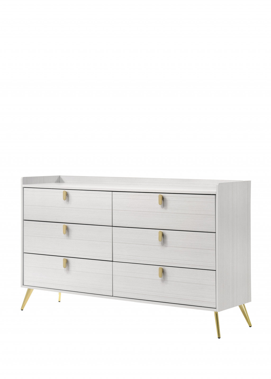 58" White Six Drawer Double Dresser
