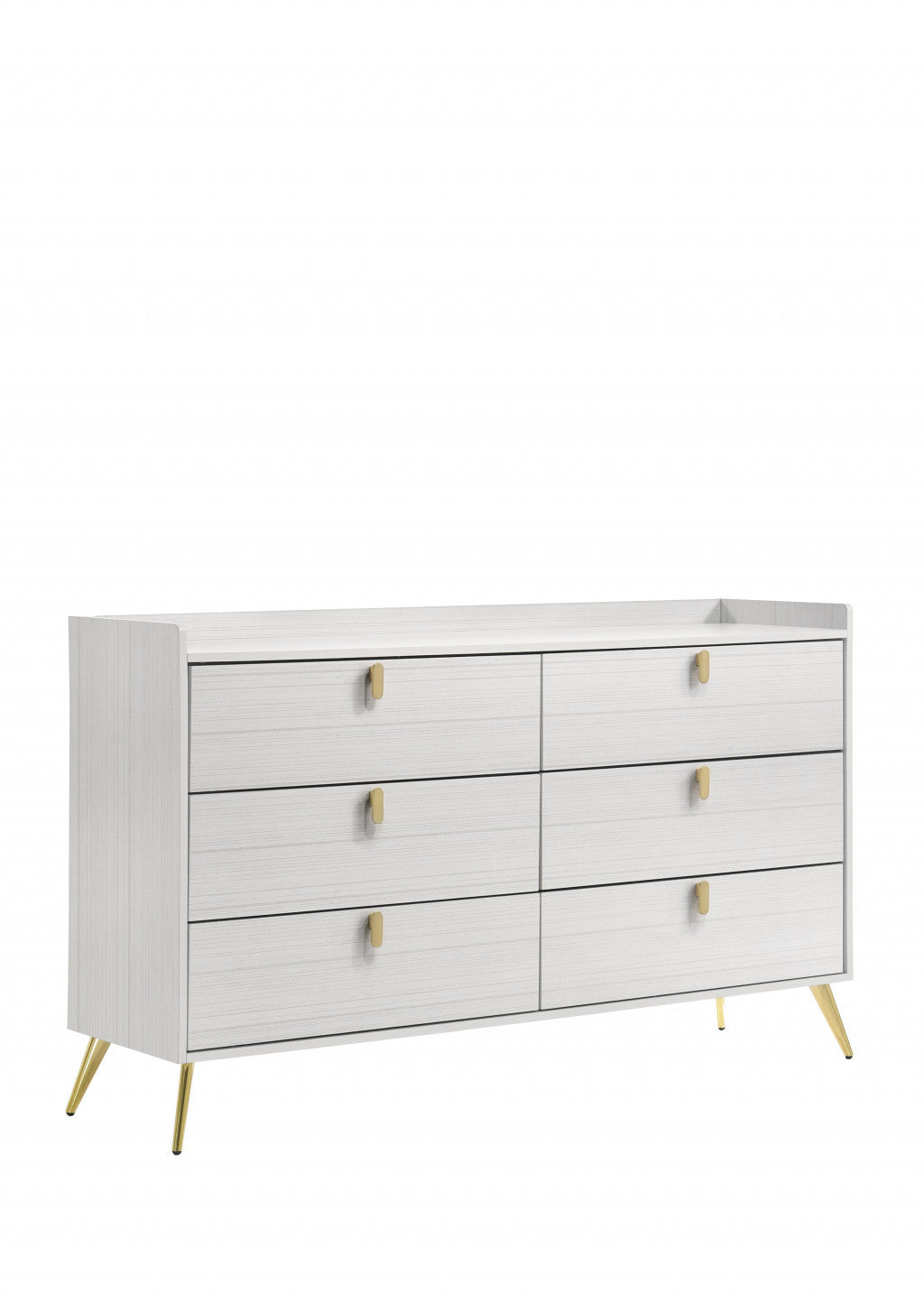 58" White Six Drawer Double Dresser