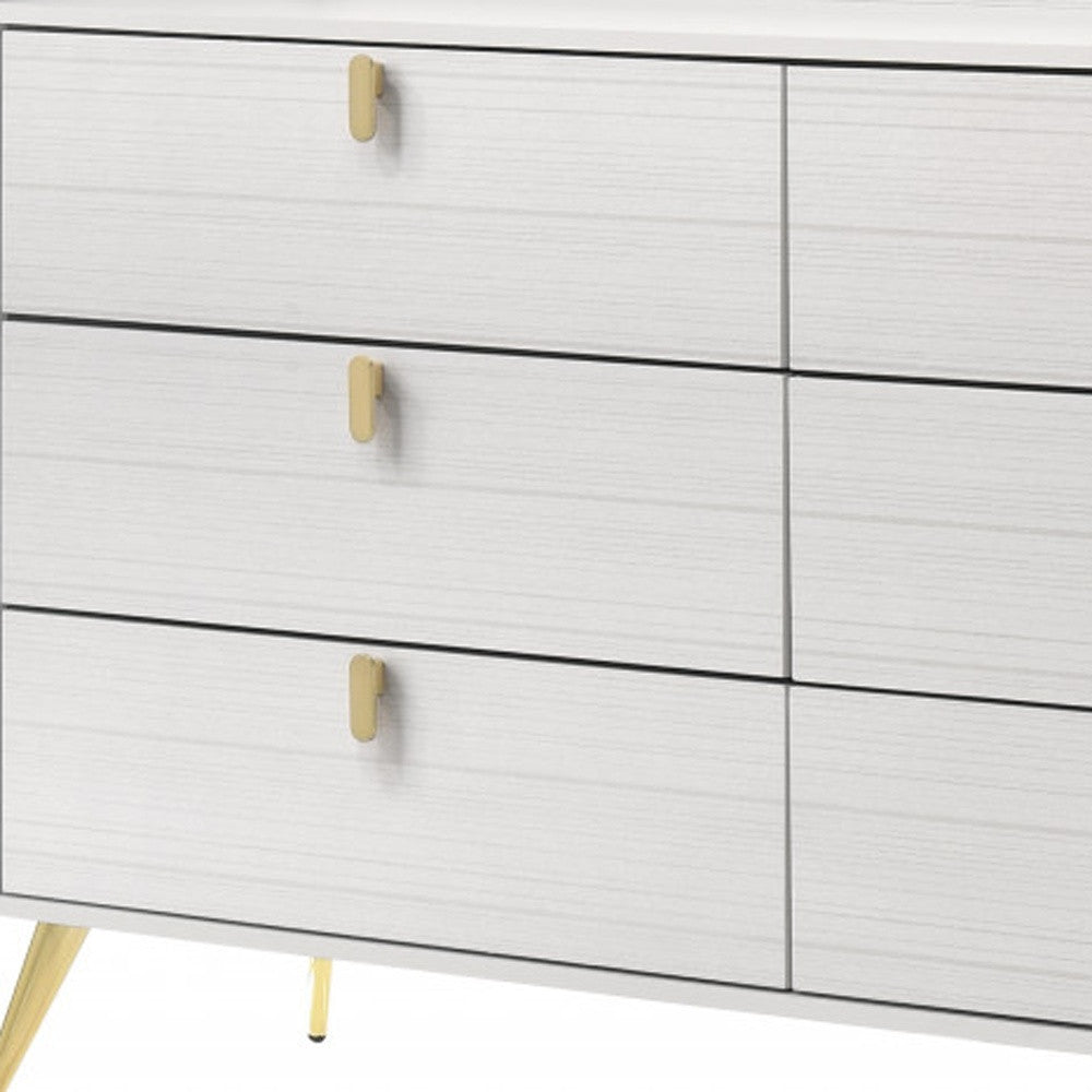 58" White Six Drawer Double Dresser