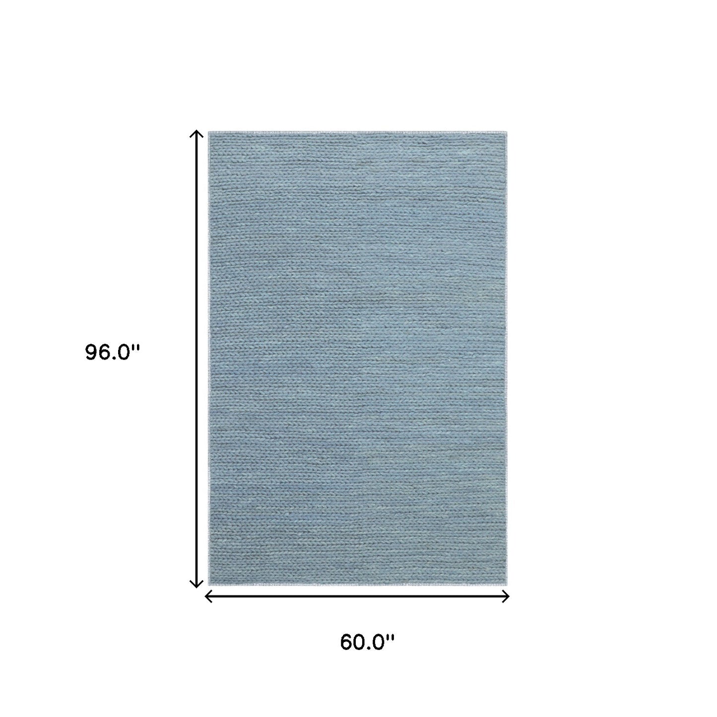 5' X 8' Light Blue Wool Handmade Stain Resistant Area Rug