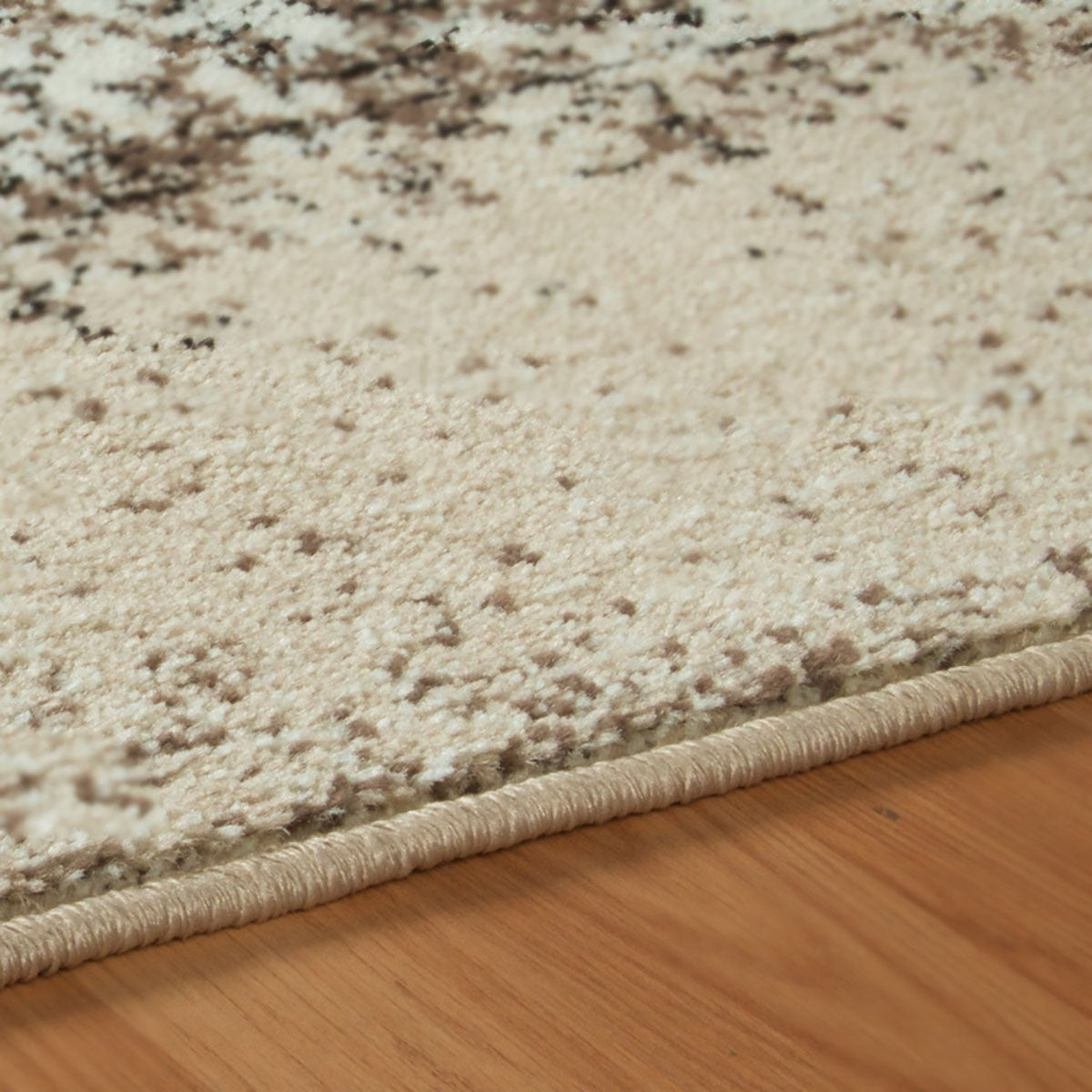 8' X 10' Tan And Brown Damask Distressed Stain Resistant Area Rug