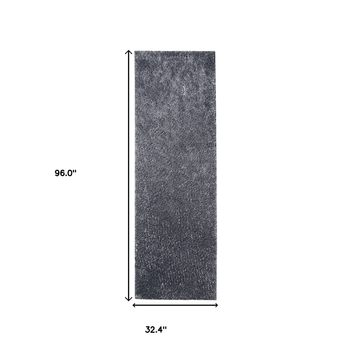 8' Grey Shag Stain Resistant Runner Rug