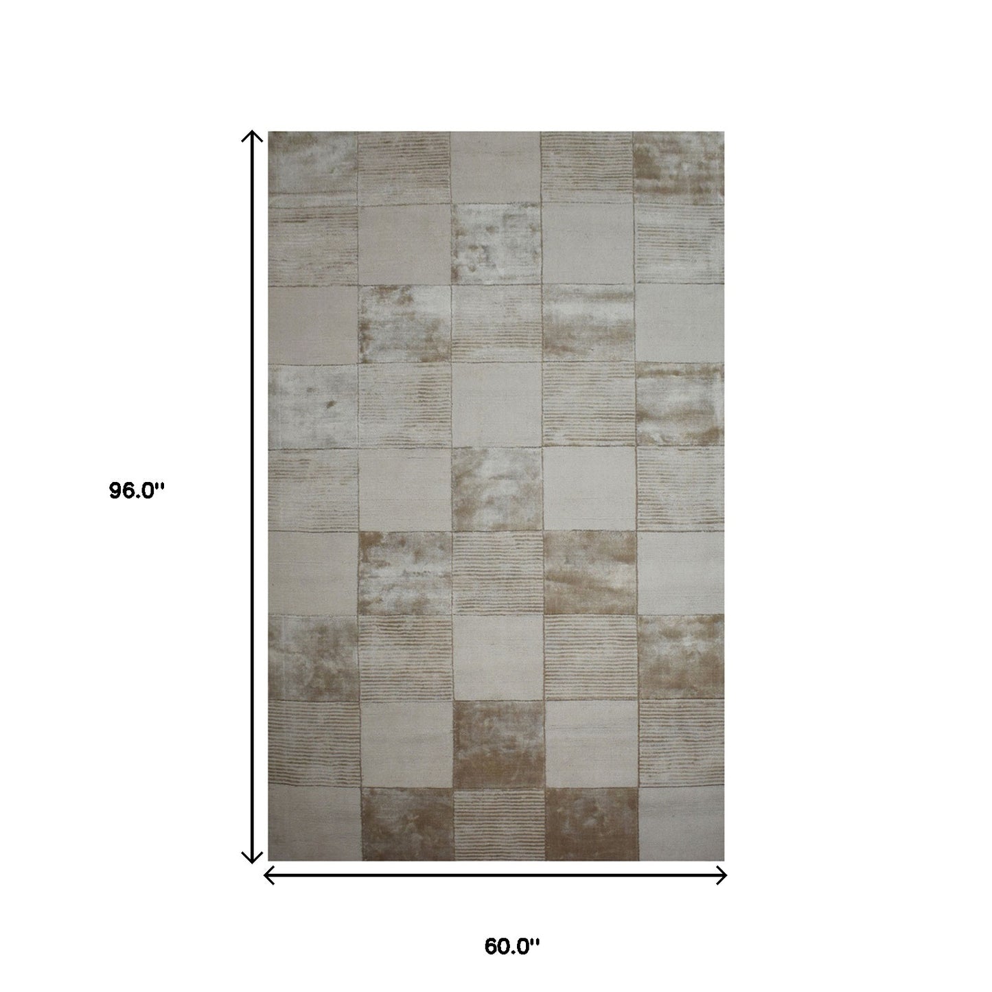 5' X 8' Beige Geometric Hand Woven Stain Resistant Area Rug