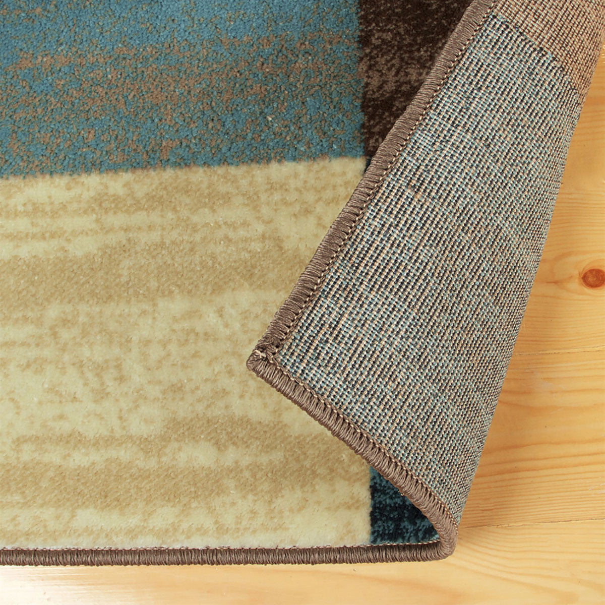 2' X 3' Blue And Teal Geometric Power Loom Stain Resistant Area Rug