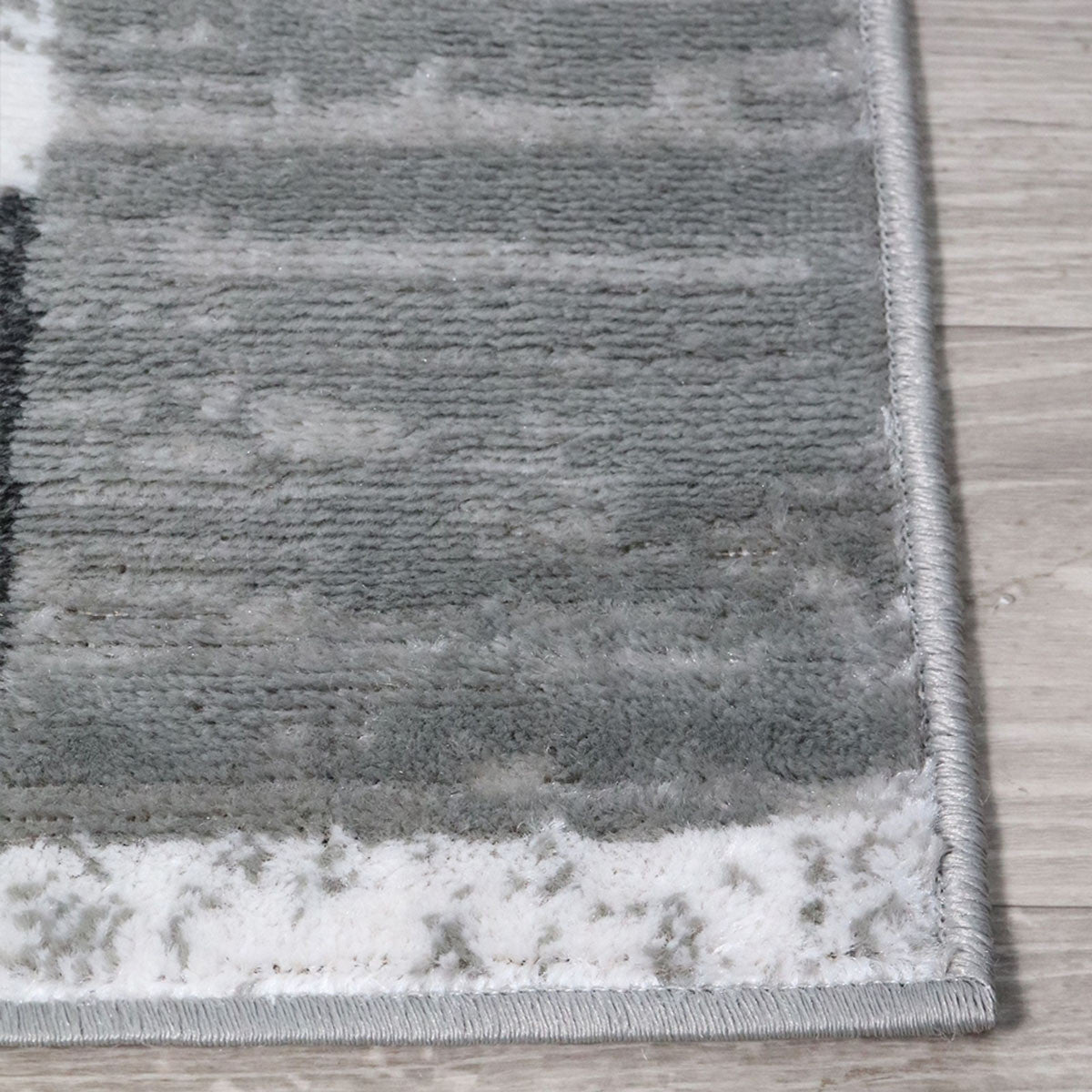 8' Charcoal Patchwork Power Loom Stain Resistant Runner Rug