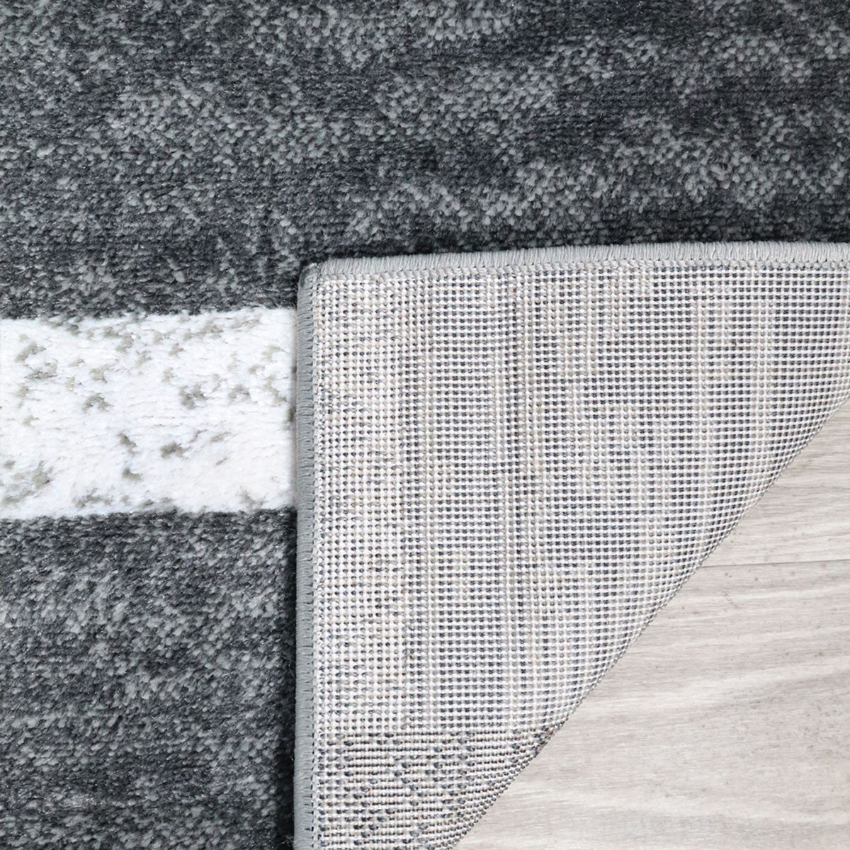8' Charcoal Patchwork Power Loom Stain Resistant Runner Rug