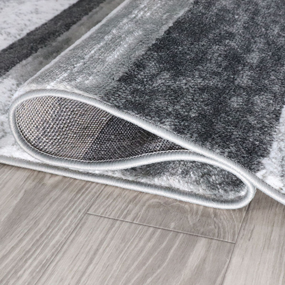 8' Charcoal Patchwork Power Loom Stain Resistant Runner Rug