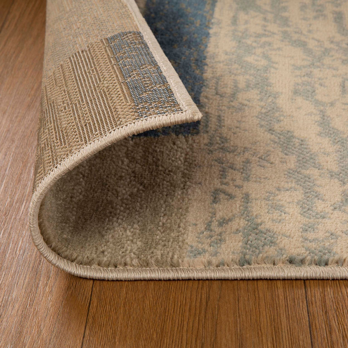 8' Midnight Navy Patchwork Power Loom Stain Resistant Runner Rug