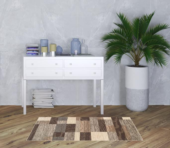 3' X 5' Slate Patchwork Power Loom Stain Resistant Area Rug