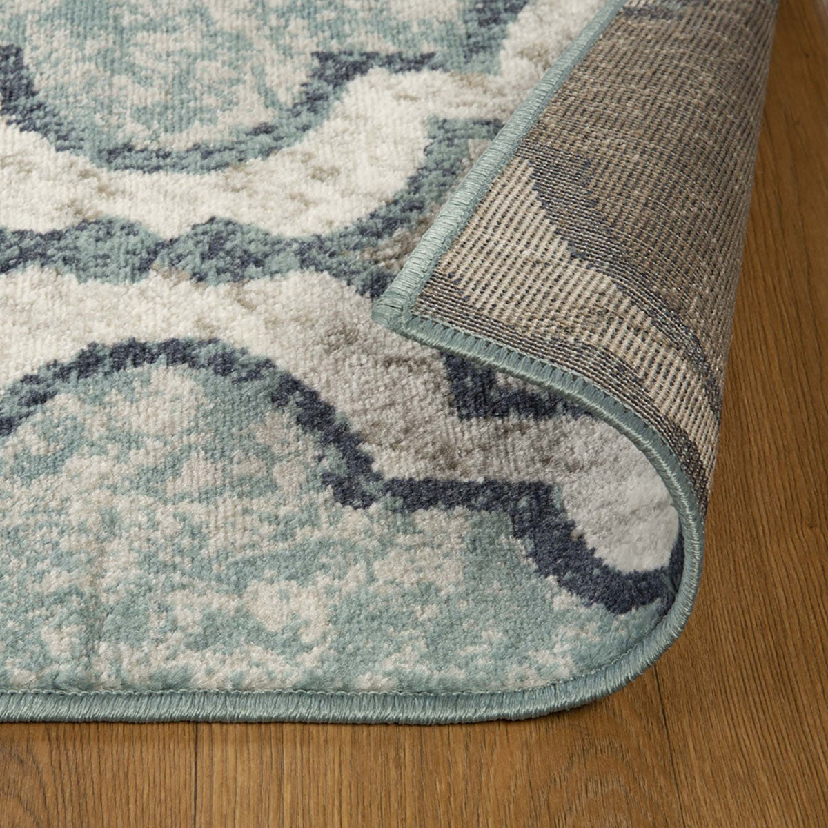 10' Deep Royal Quatrefoil Power Loom Distressed Stain Resistant Runner Rug