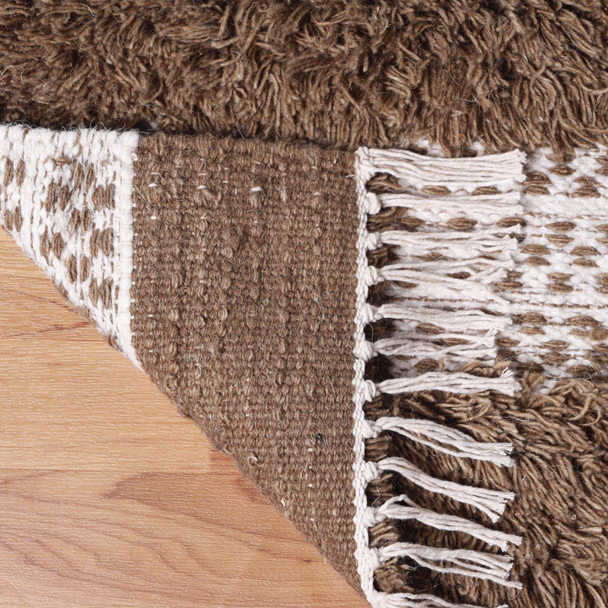 10' Olive And Ivory Wool Striped Flatweave Handmade Stain Resistant Runner Rug With Fringe