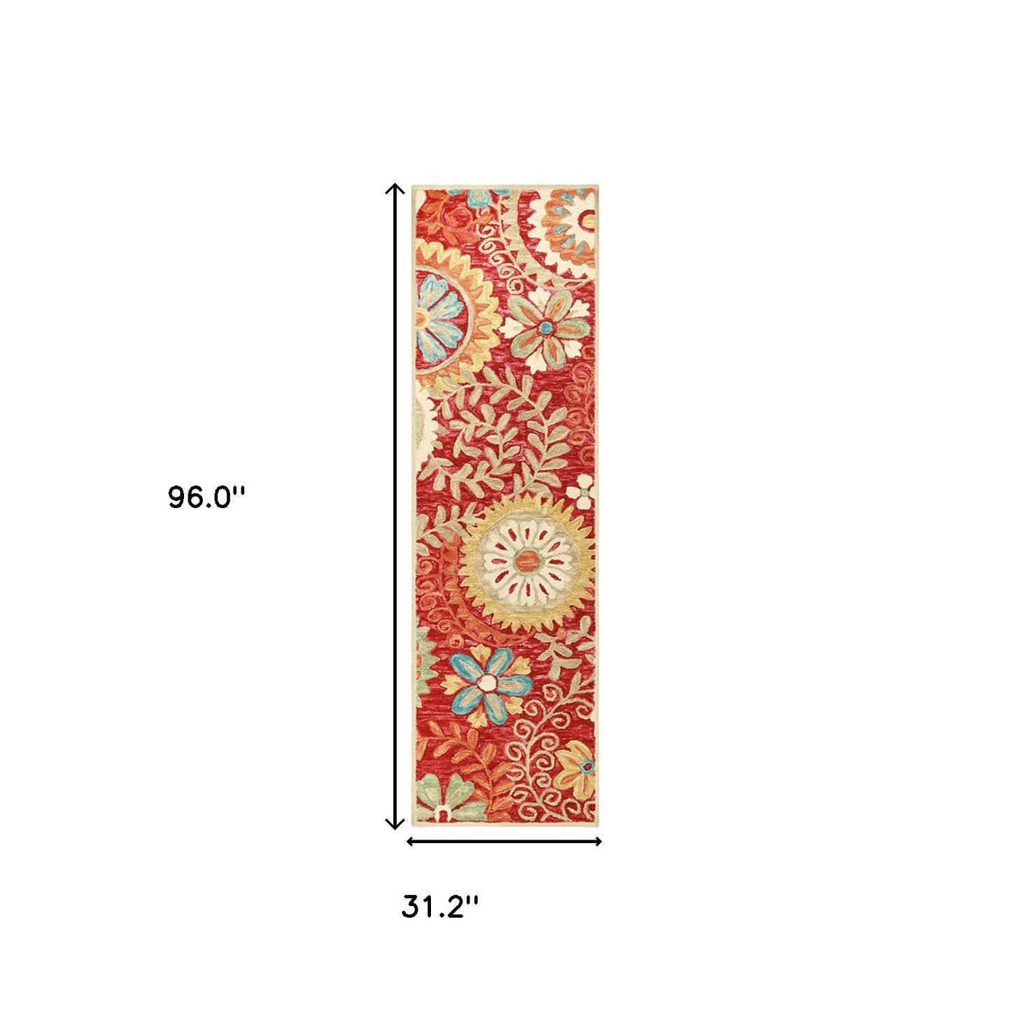 8' Rust Wool Medallion Tufted Handmade Stain Resistant Runner Rug