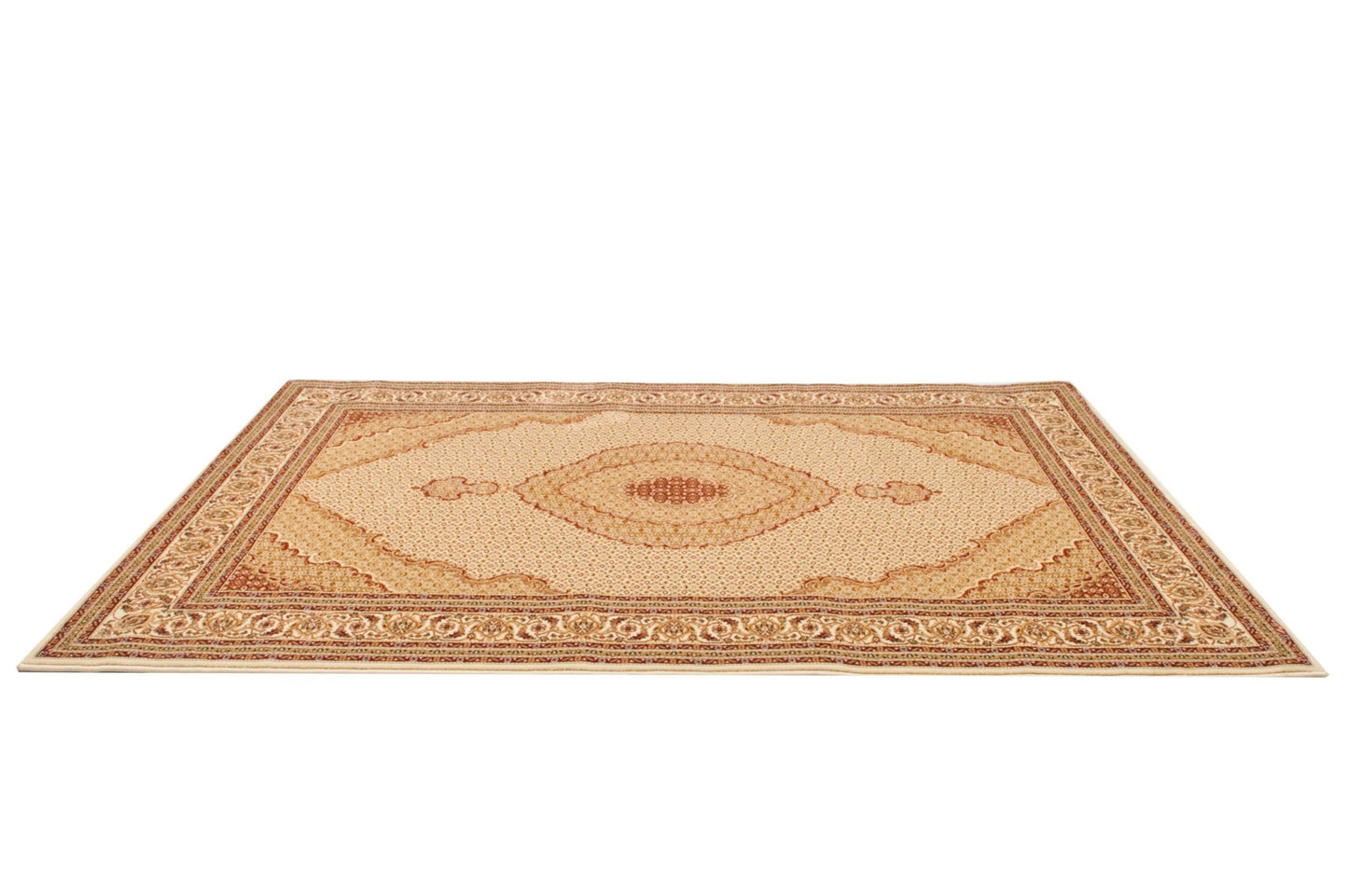 3' X 15' Cream Oriental Power Loom Stain Resistant Area Rug