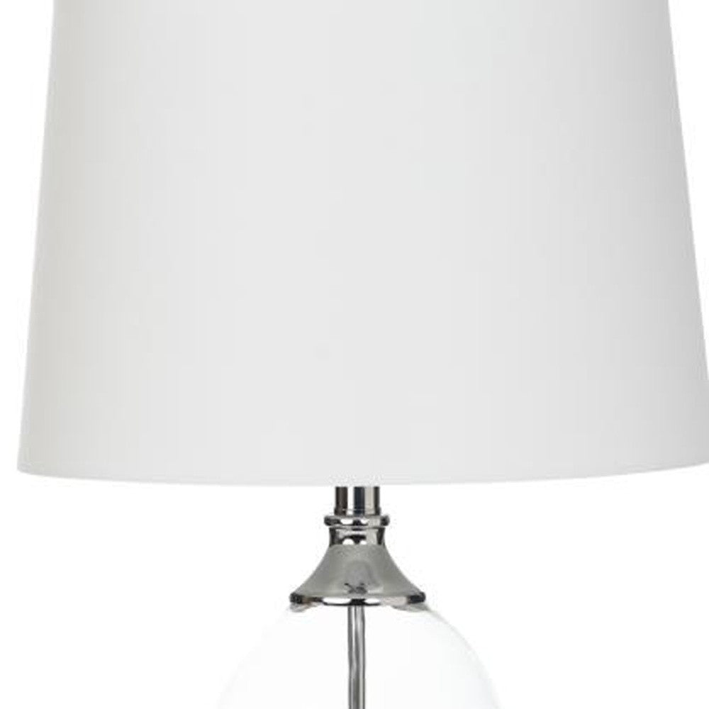 Set of Two 30" Transparent Glass Table Lamps With White Shade