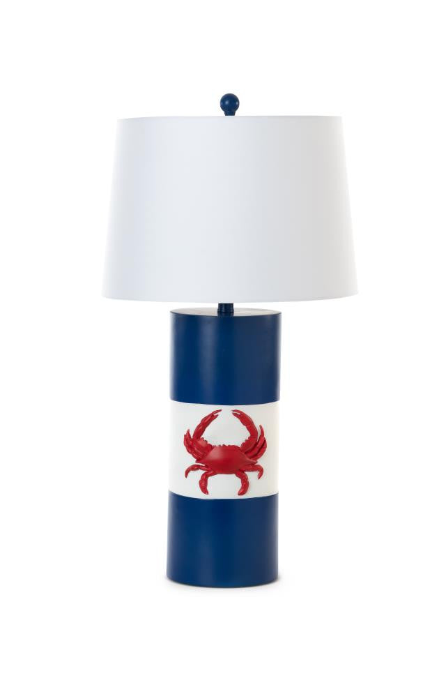 31" Red White and Blue Table Lamp With White Empire Shade