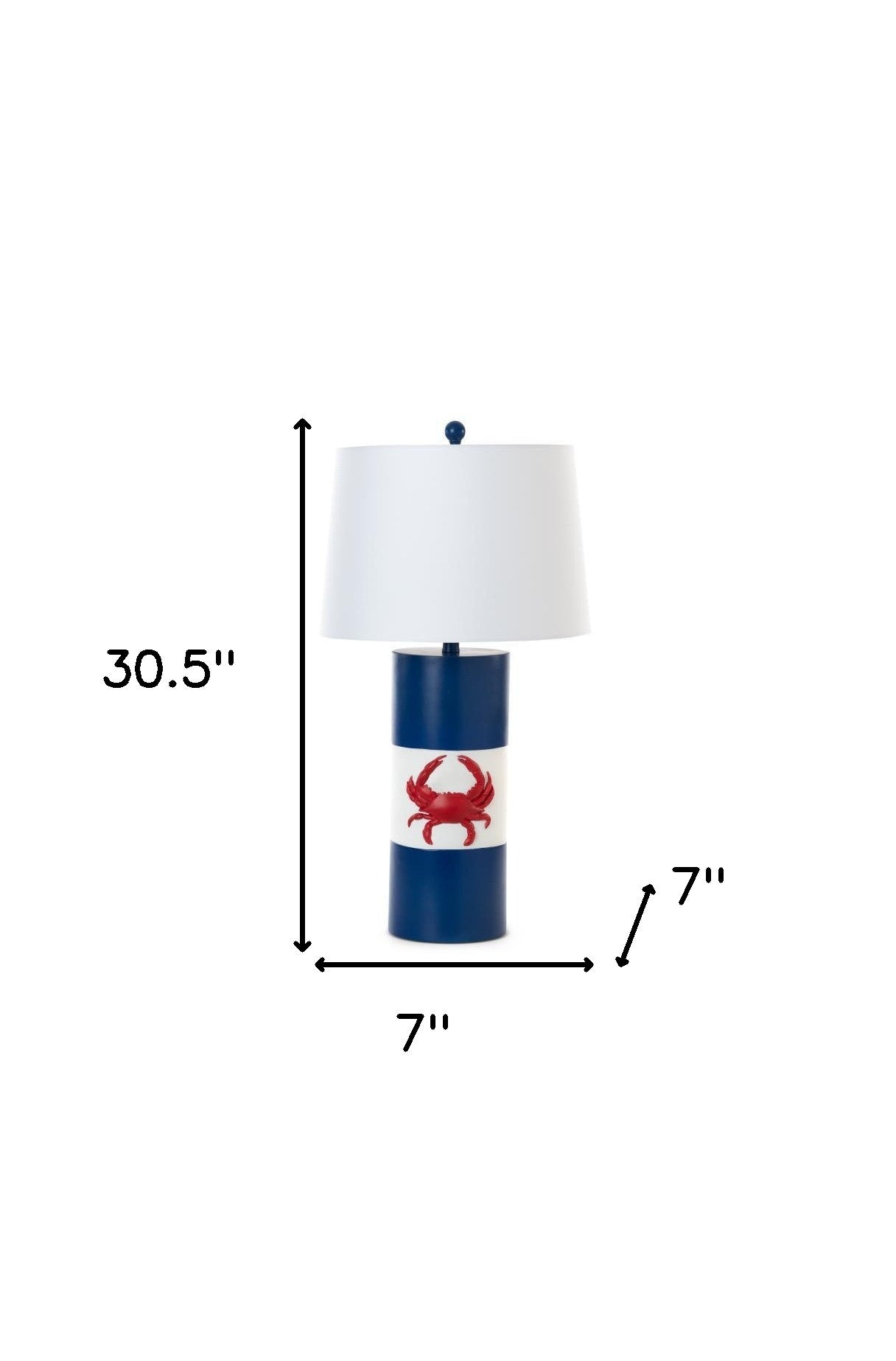 31" Red White and Blue Table Lamp With White Empire Shade