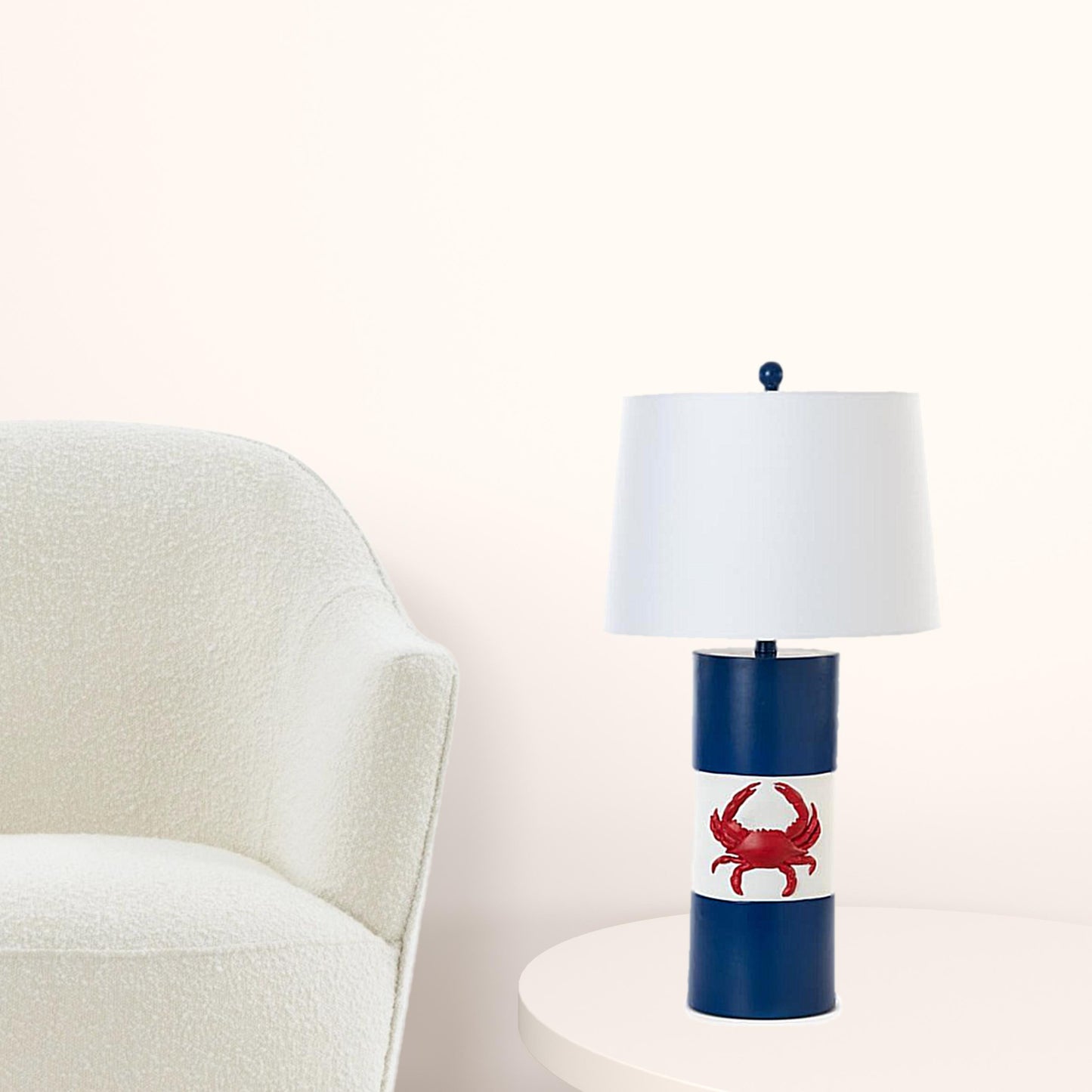 31" Red White and Blue Table Lamp With White Empire Shade