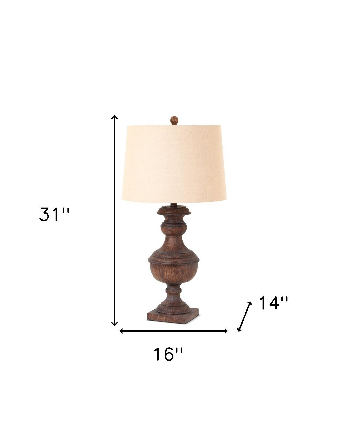 31" Distressed Brown Table Lamp With Tan Empire Shade