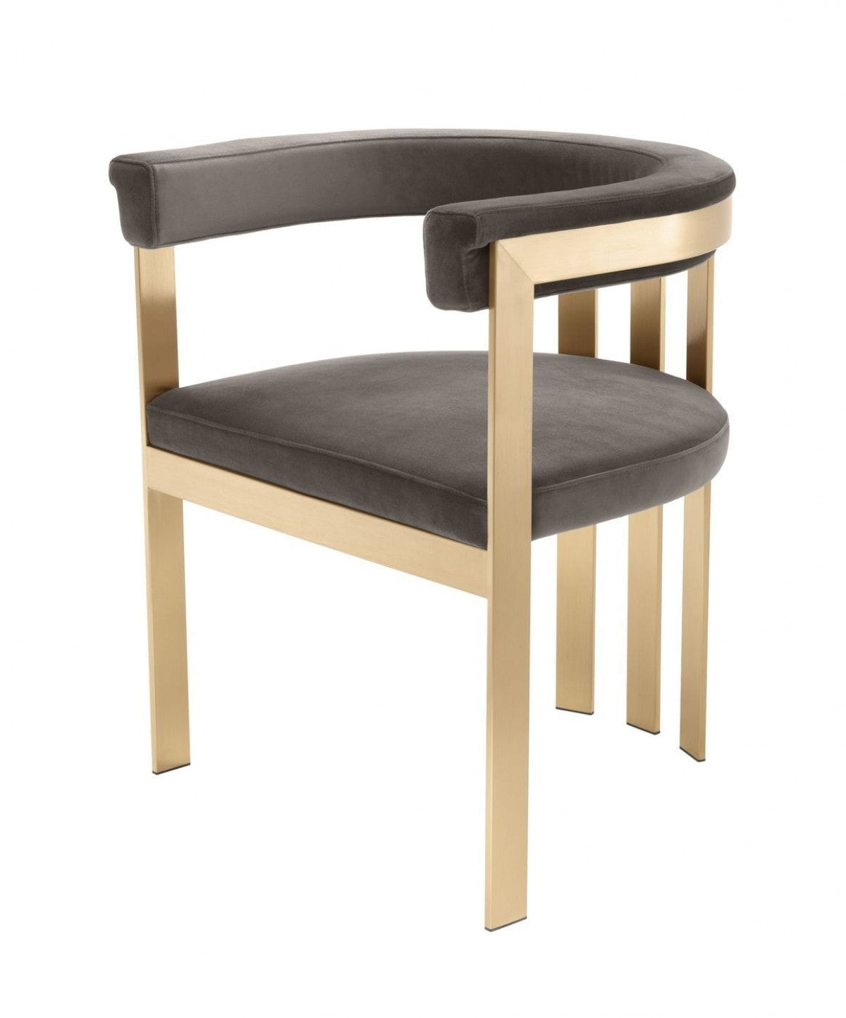 24" Grey Velvet And Gold Arm Chair