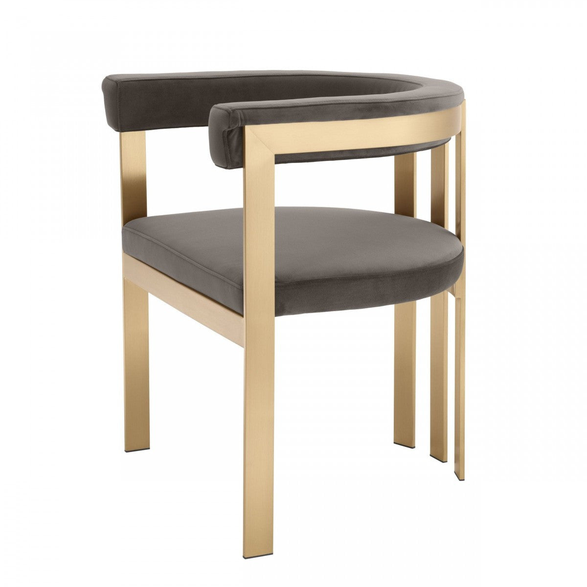 24" Grey Velvet And Gold Arm Chair