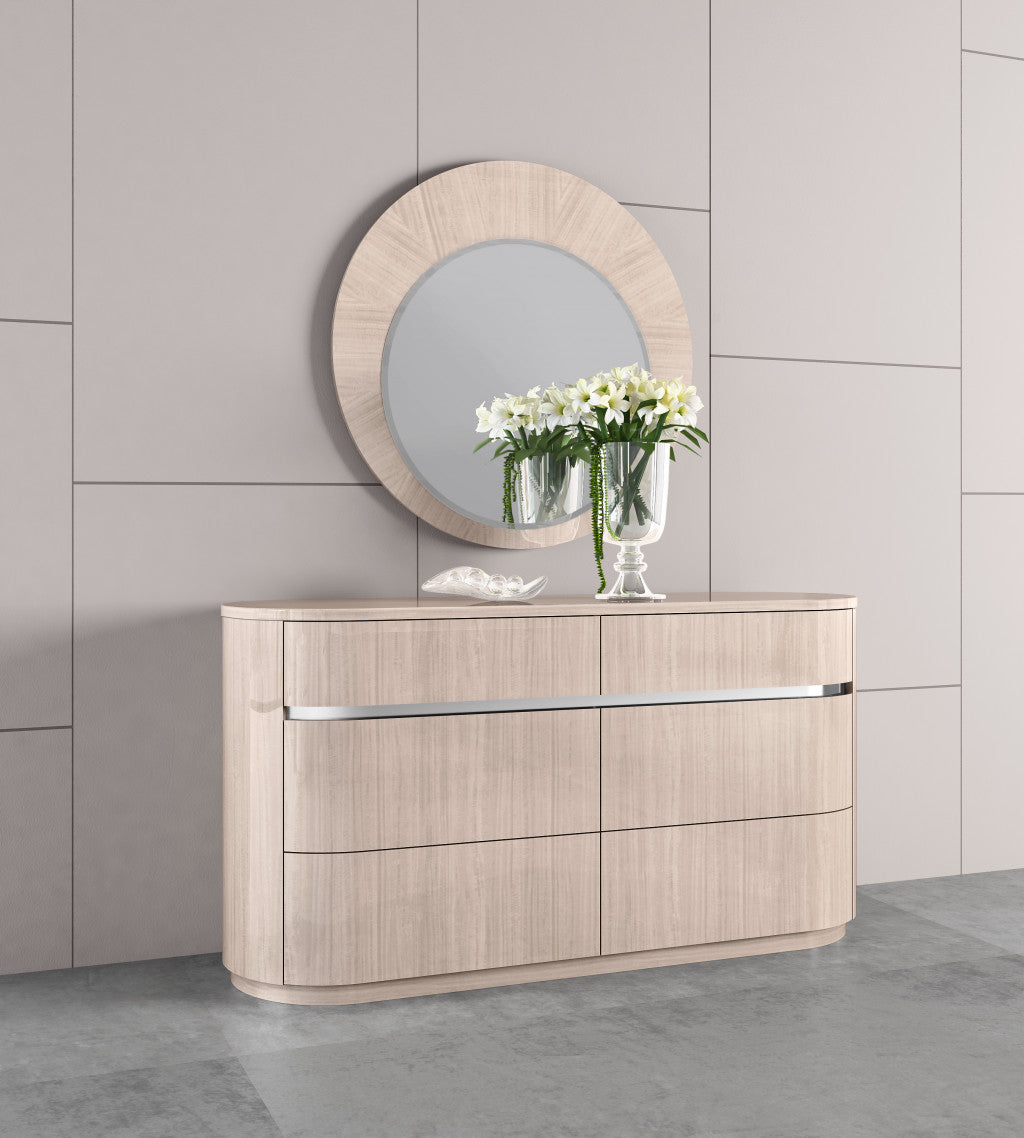 64" Beige Six Drawer Double Dresser