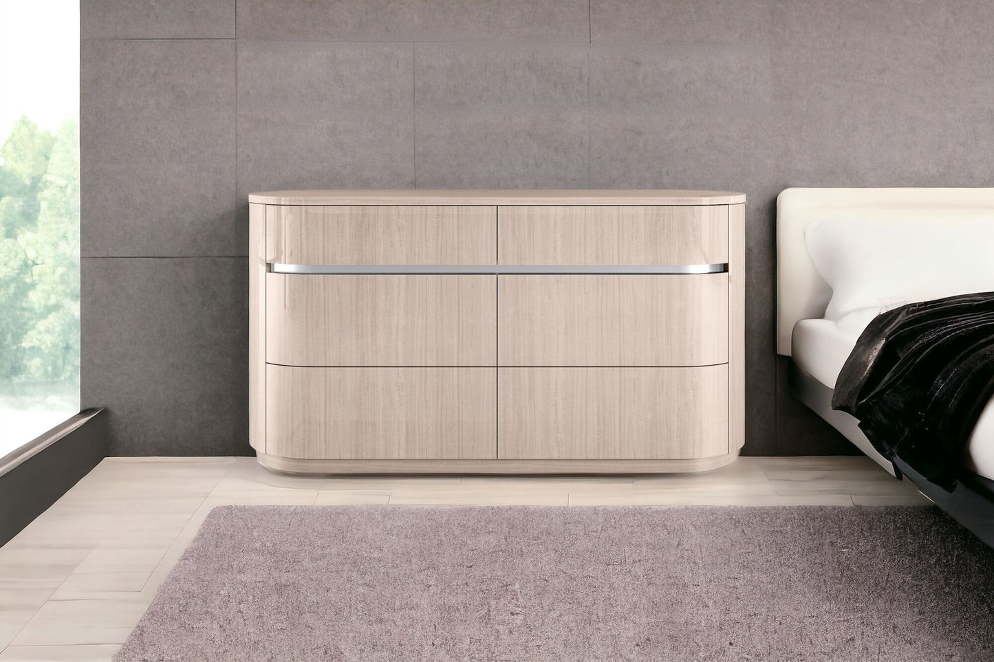 64" Beige Six Drawer Double Dresser