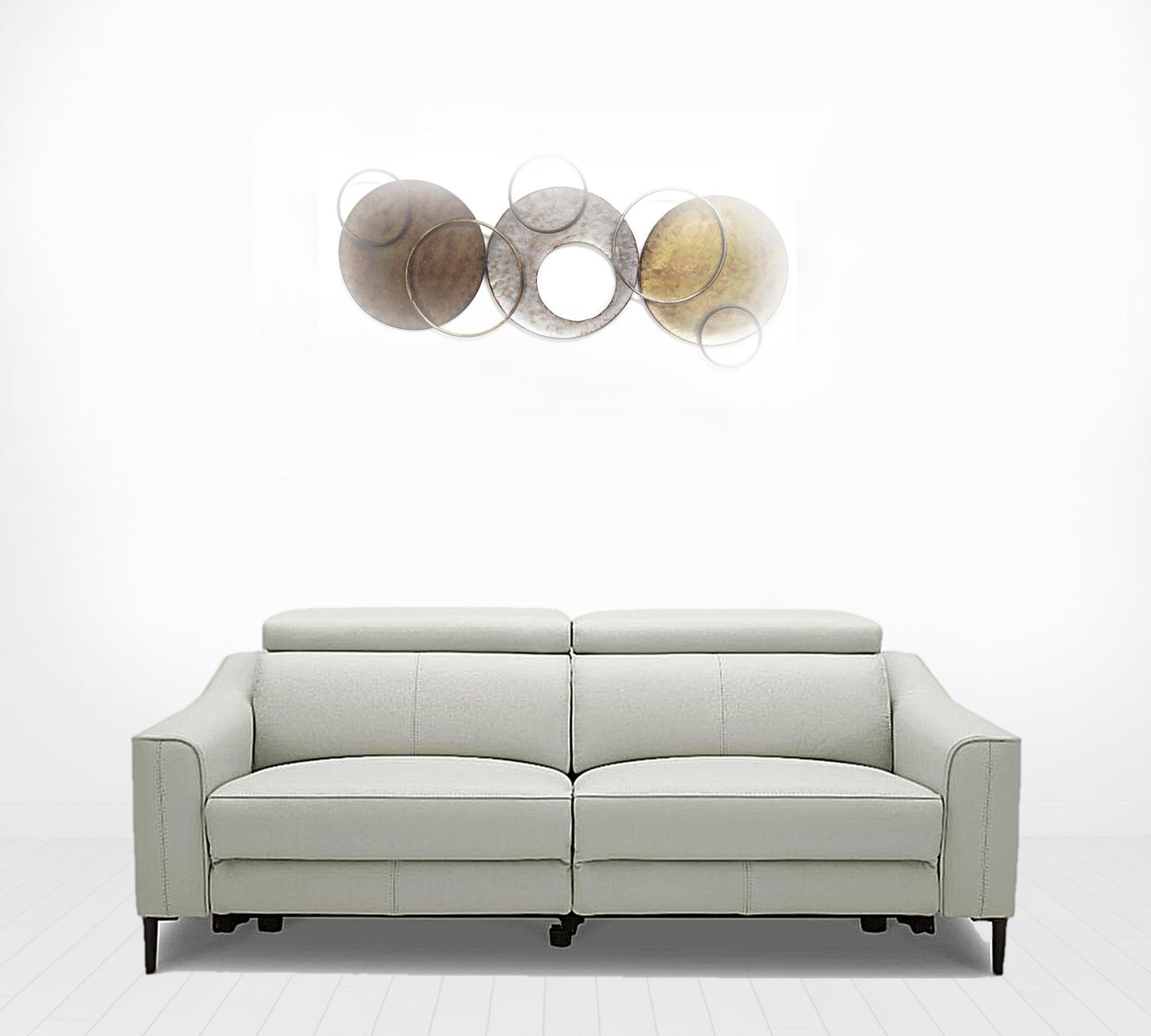 74" Gray And Black Leather Reclining Sofa
