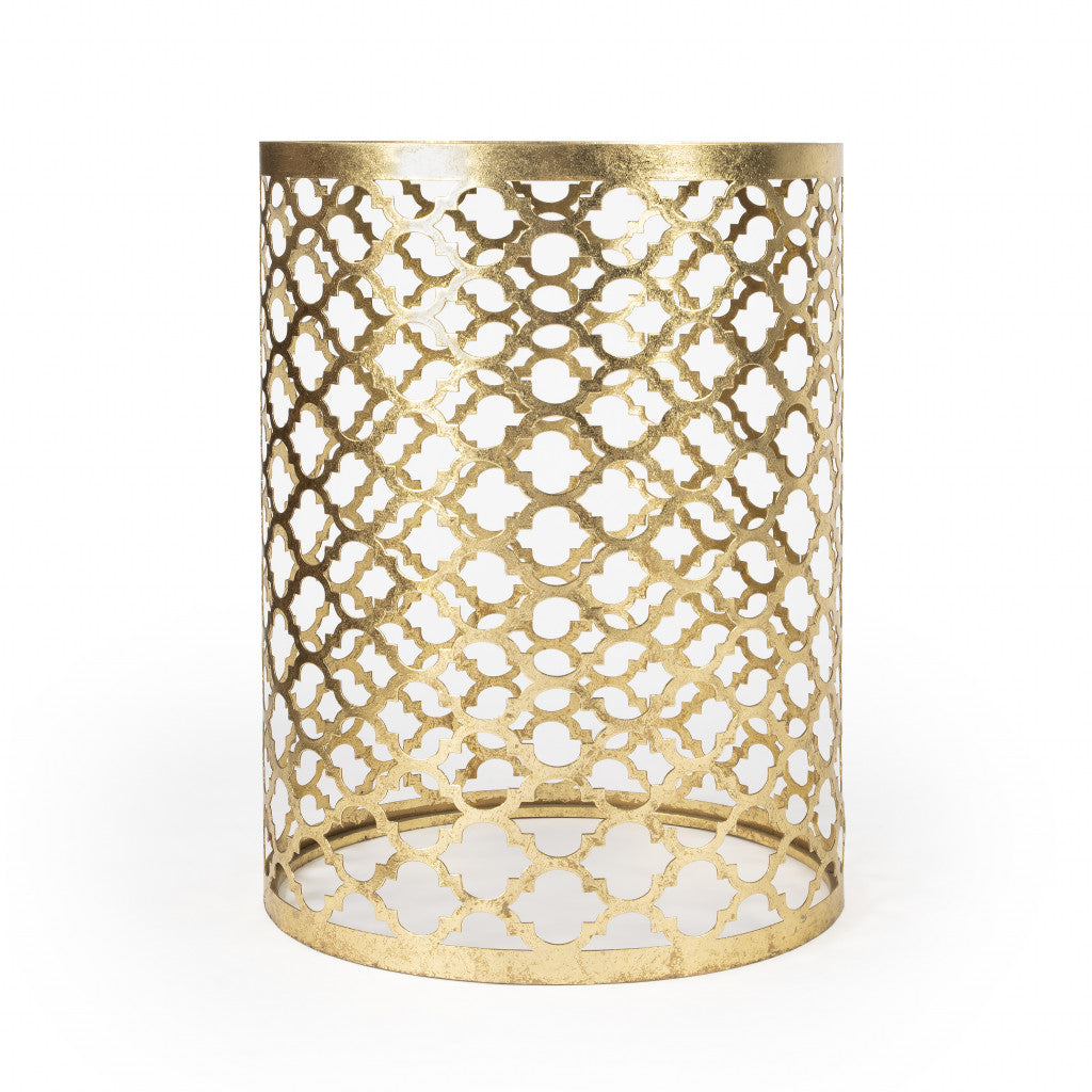 21" Gold Mirrored Round End Table