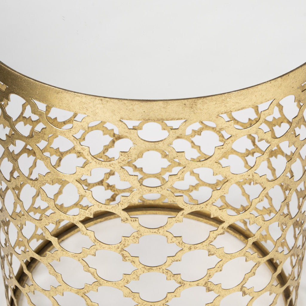 21" Gold Mirrored Round End Table