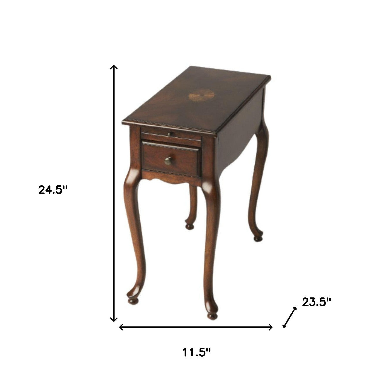 25" Cherry Brown Solid And Manufactured Wood Rectangular End Table With Drawer