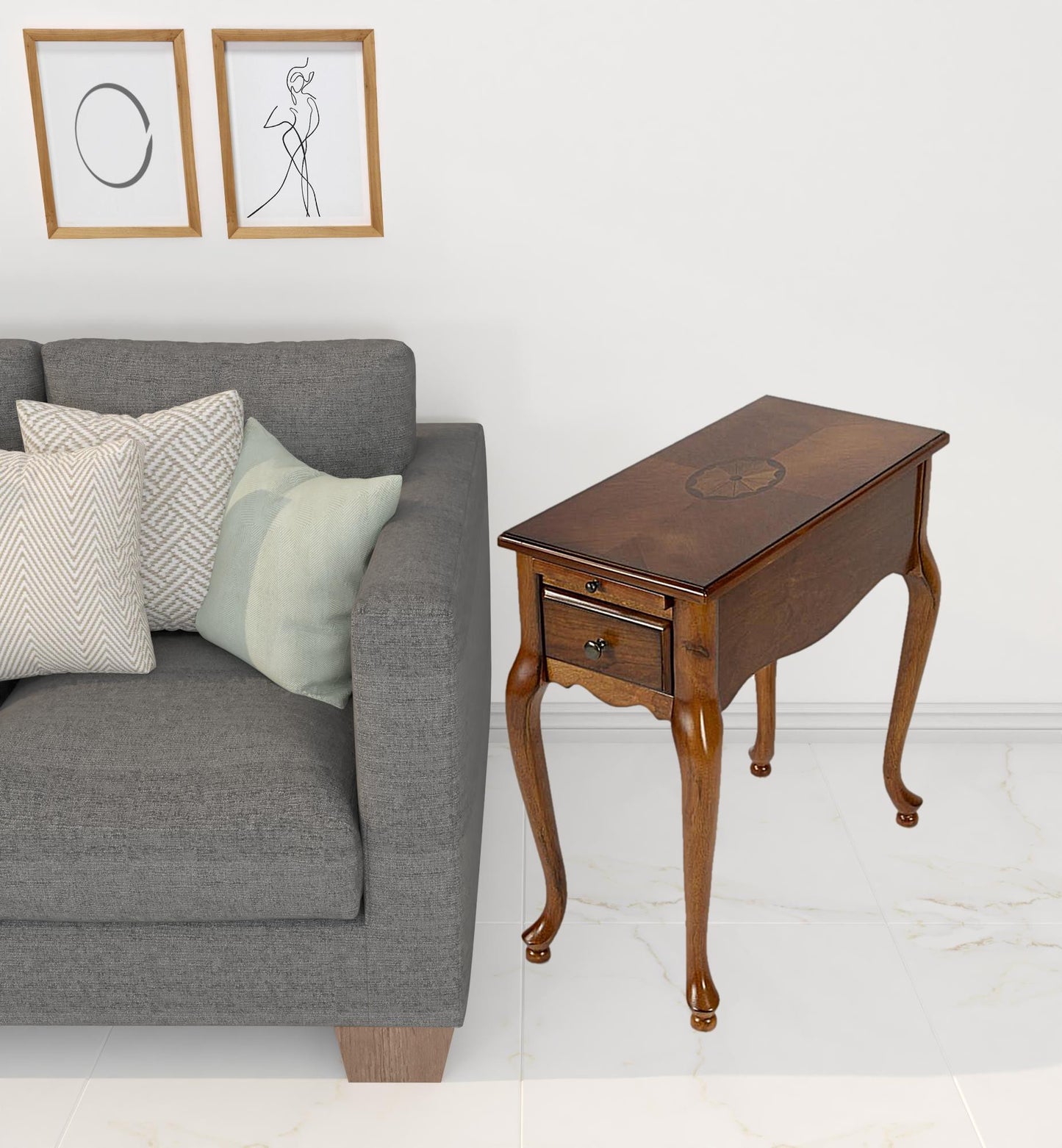 25" Brown Solid And Manufactured Wood Rectangular End Table With Drawer