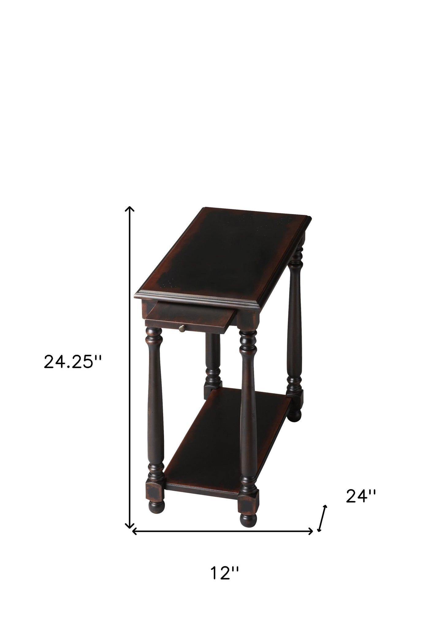 24" Black Manufactured Wood Rectangular End Table With Shelf