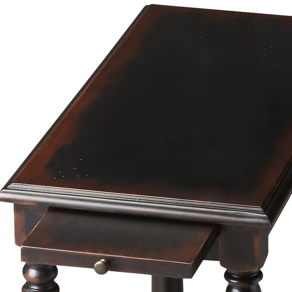 24" Black Manufactured Wood Rectangular End Table With Shelf