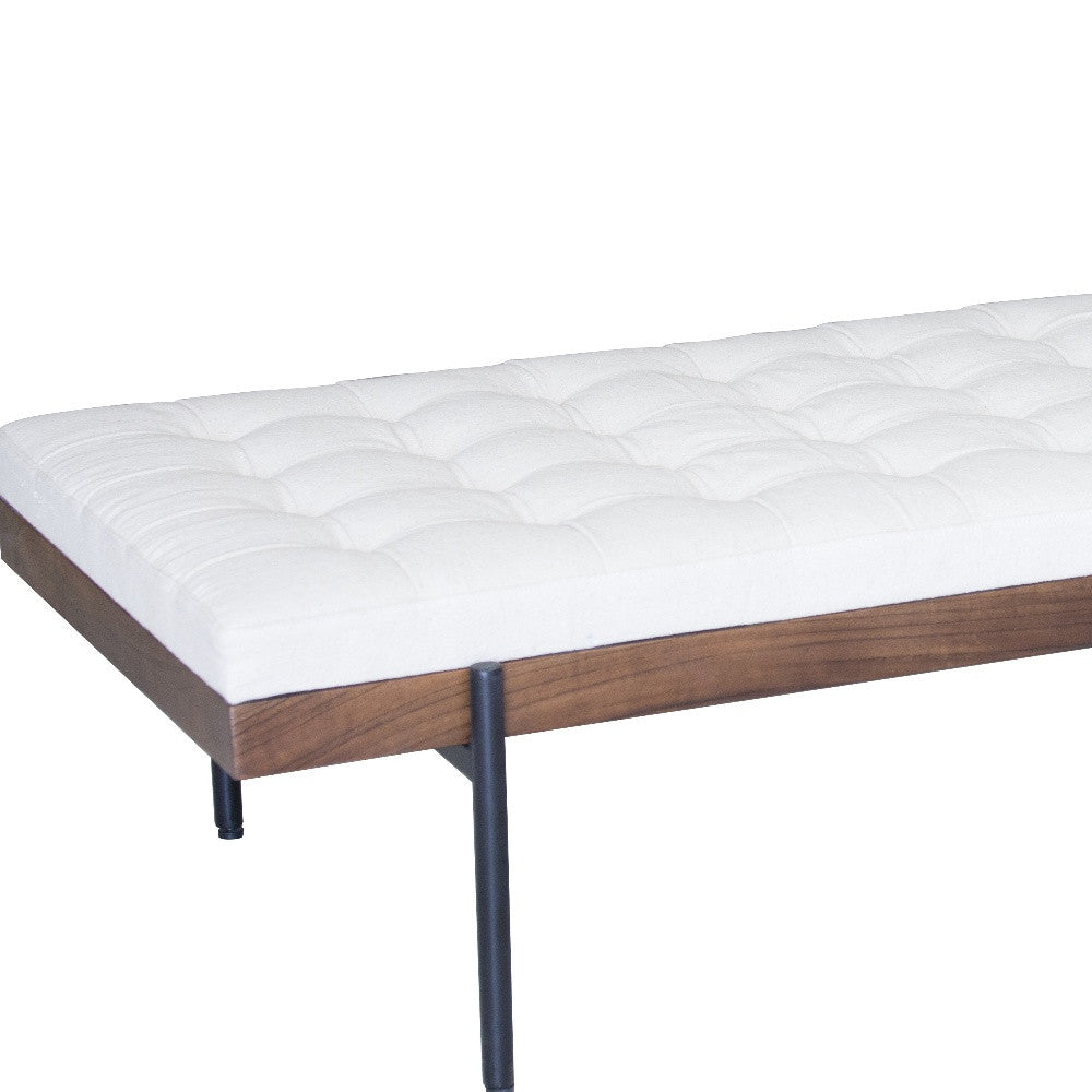 72" Black And Ivory Upholstered Cotton Blend Bedroom Bench